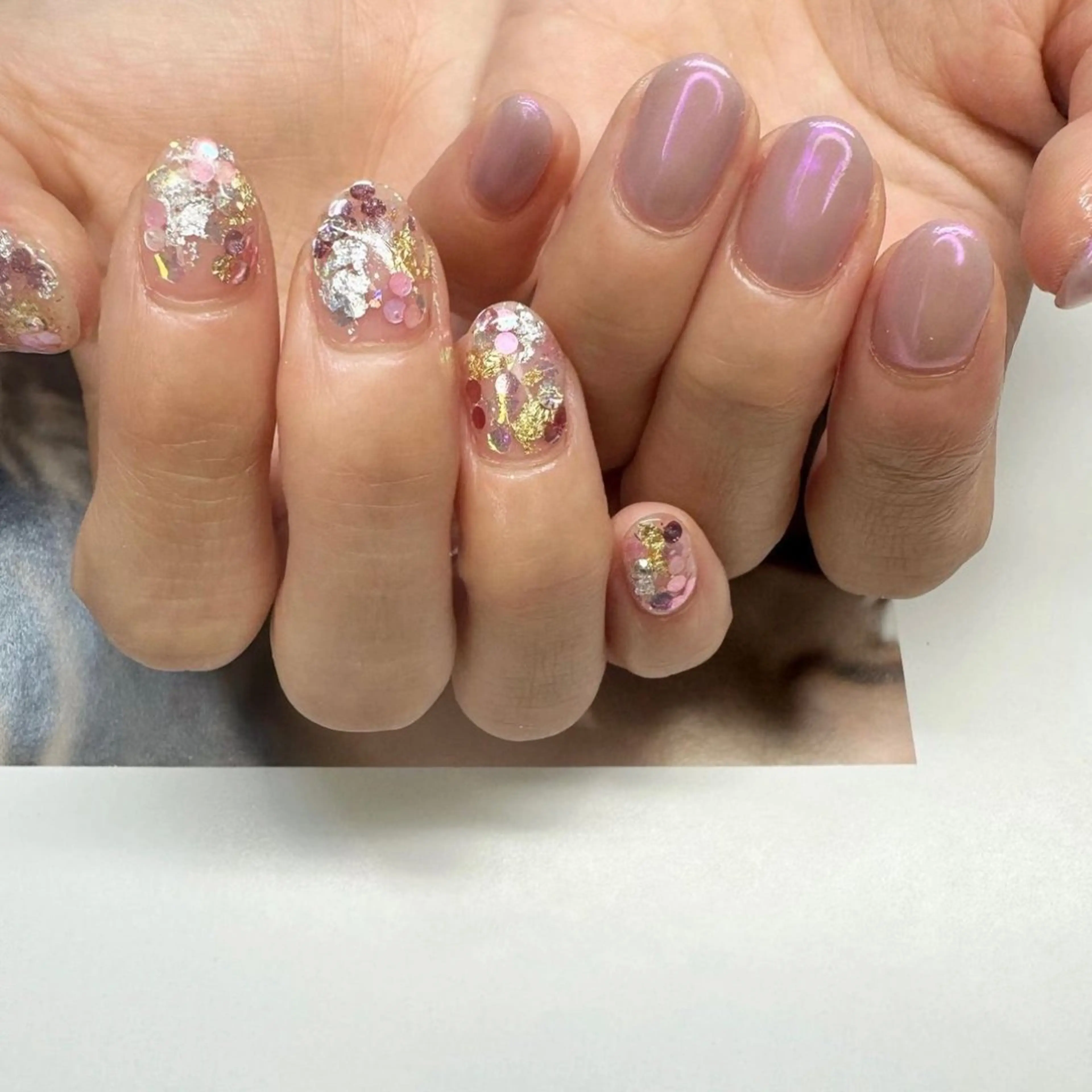 ネイル オーロラネイル クリアネイル ホログラムネイル 氷ネイル・うるうるネイル キラキラネイル 🪞KAPE NAIL 🪞のネイルデザイン