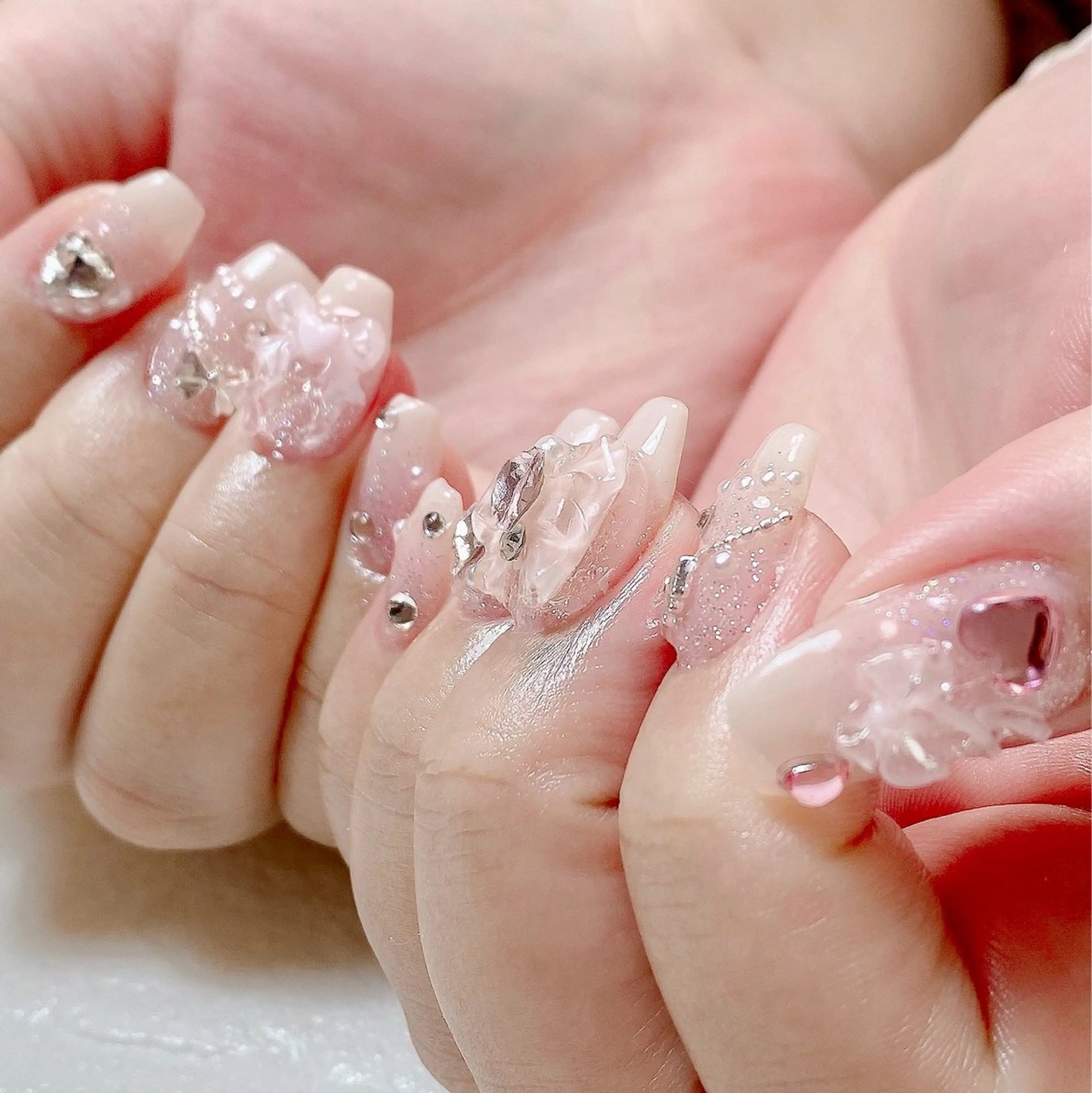 ネイル フラッシュネイル ハート ラメ(グリッター) ラメグラデーション 持ち込み Nail Salon K 🧸美爪育成のネイルデザイン