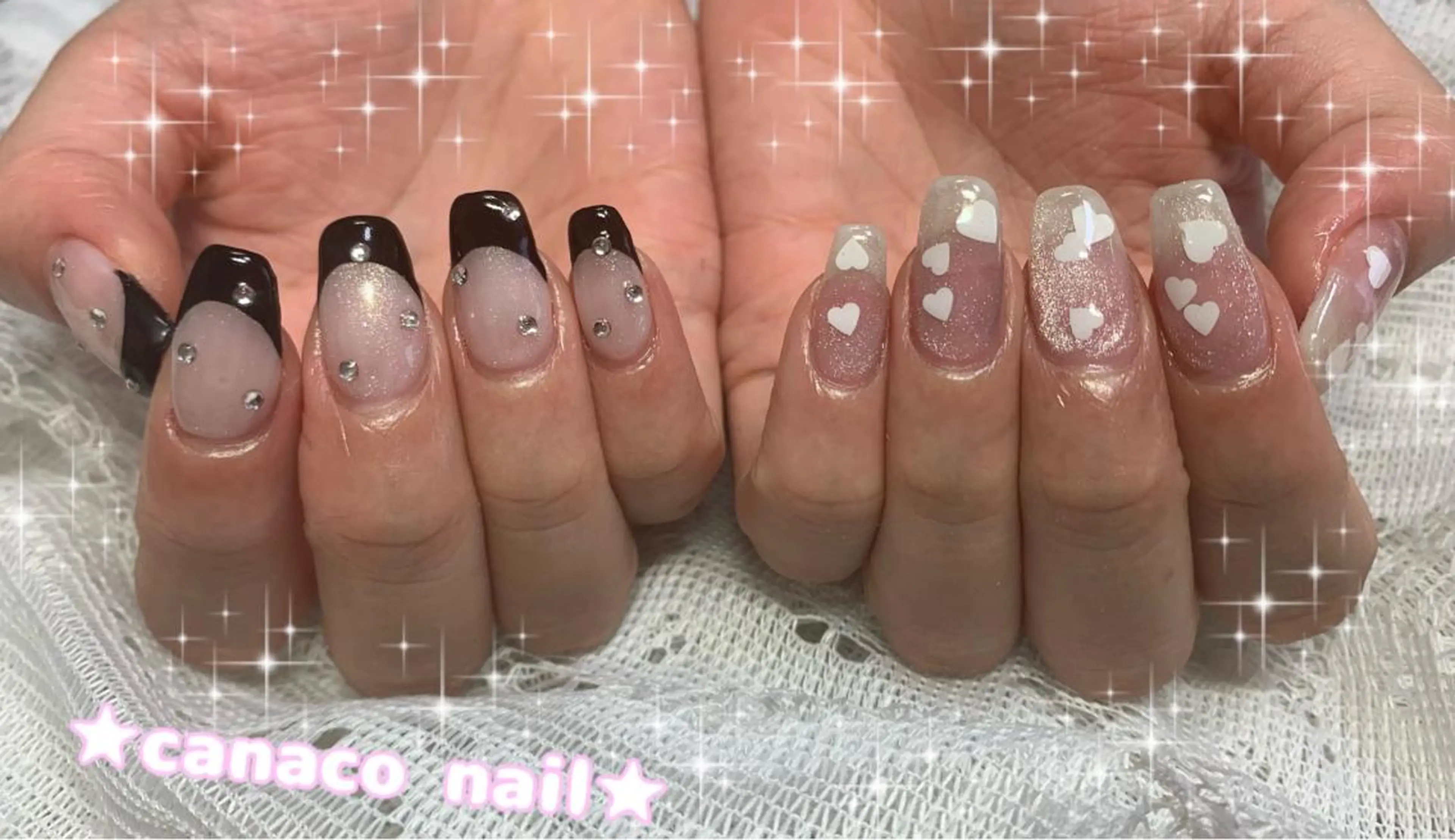 ネイル アートネイル フレンチネイル ジェルネイル ハート マグネットネイル ハンドネイル ハンドケア Felice所属・ベテランネイル cnc  nailのネイルデザイン