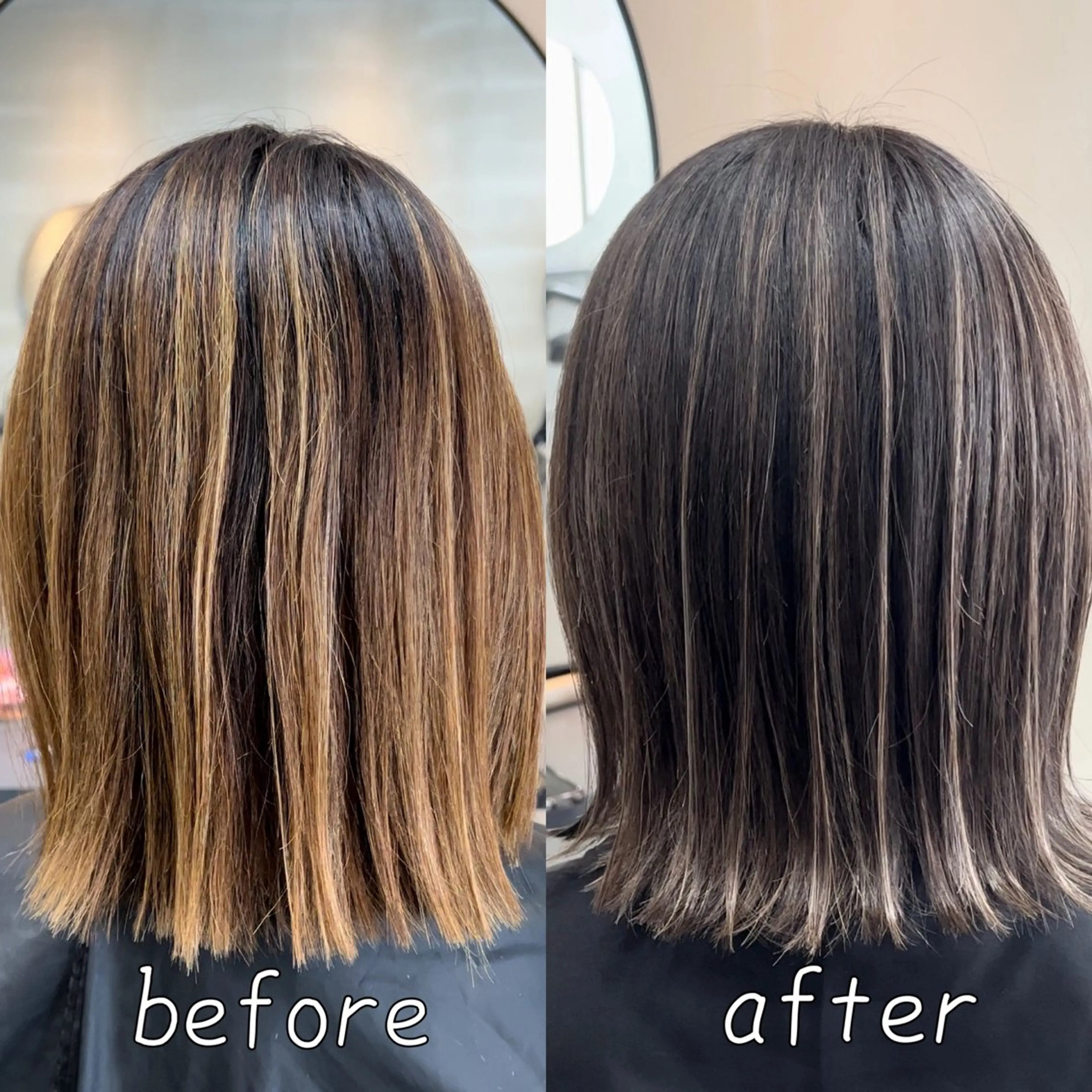 ミディアム カラー リサ tonieのヘアスタイル