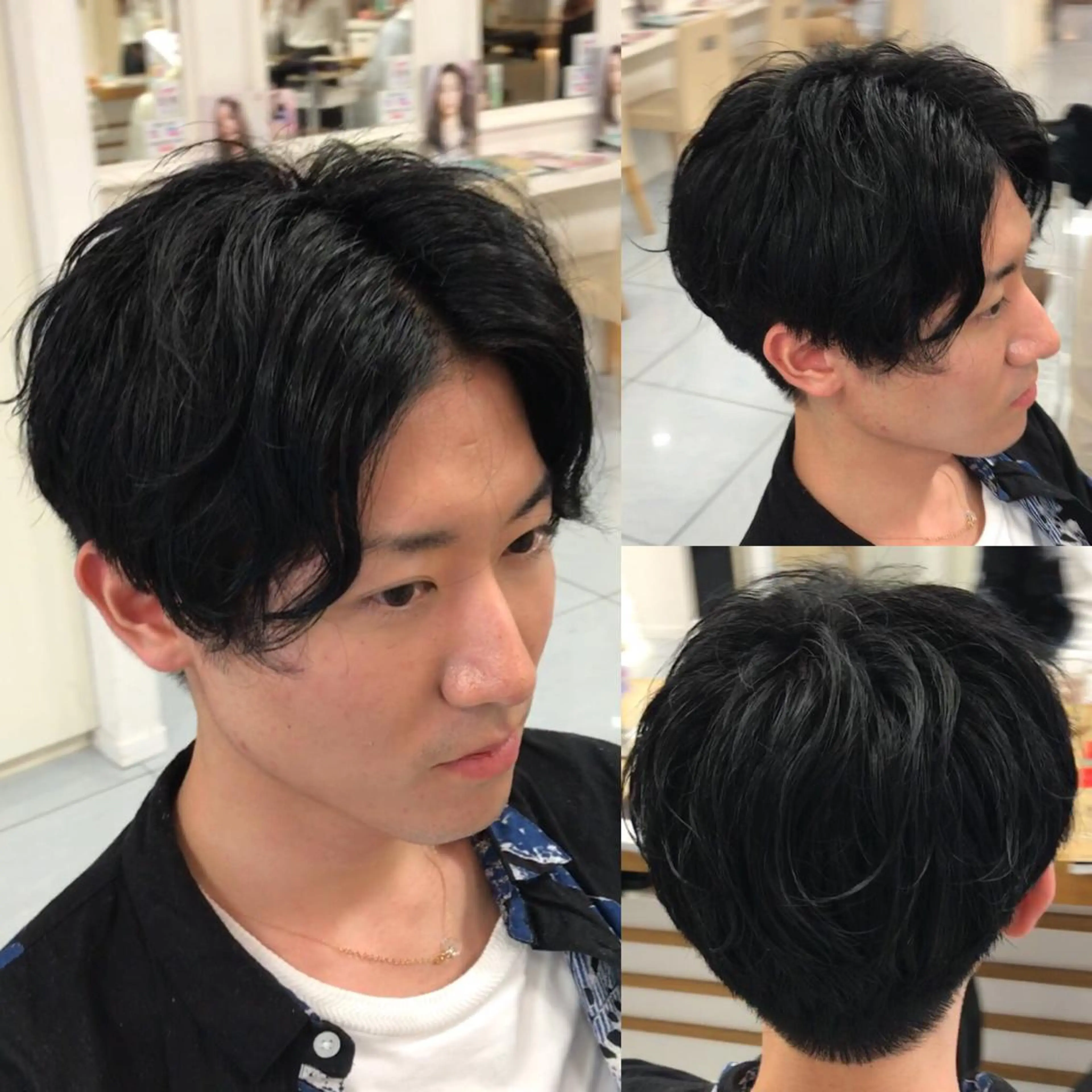 パーマ メンズ センターパート 縮毛/レイヤー 韓国/橋口のヘアスタイル