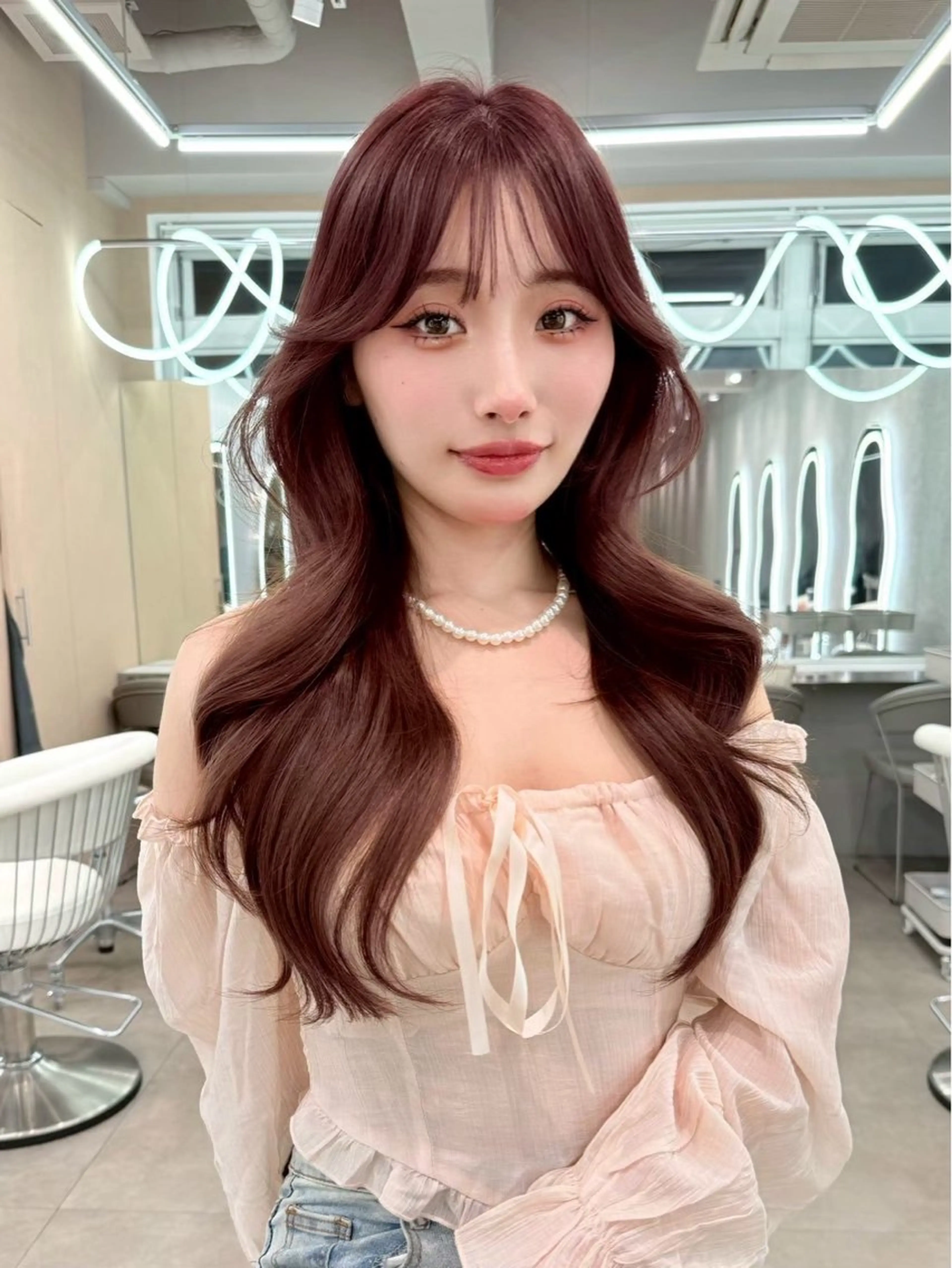 ロング くびれヘア 顔周りカット ハッシュカット 韓国風ヘア レイヤーカット 【似合わせ・レイヤー ・パーマ】海気のヘアスタイル