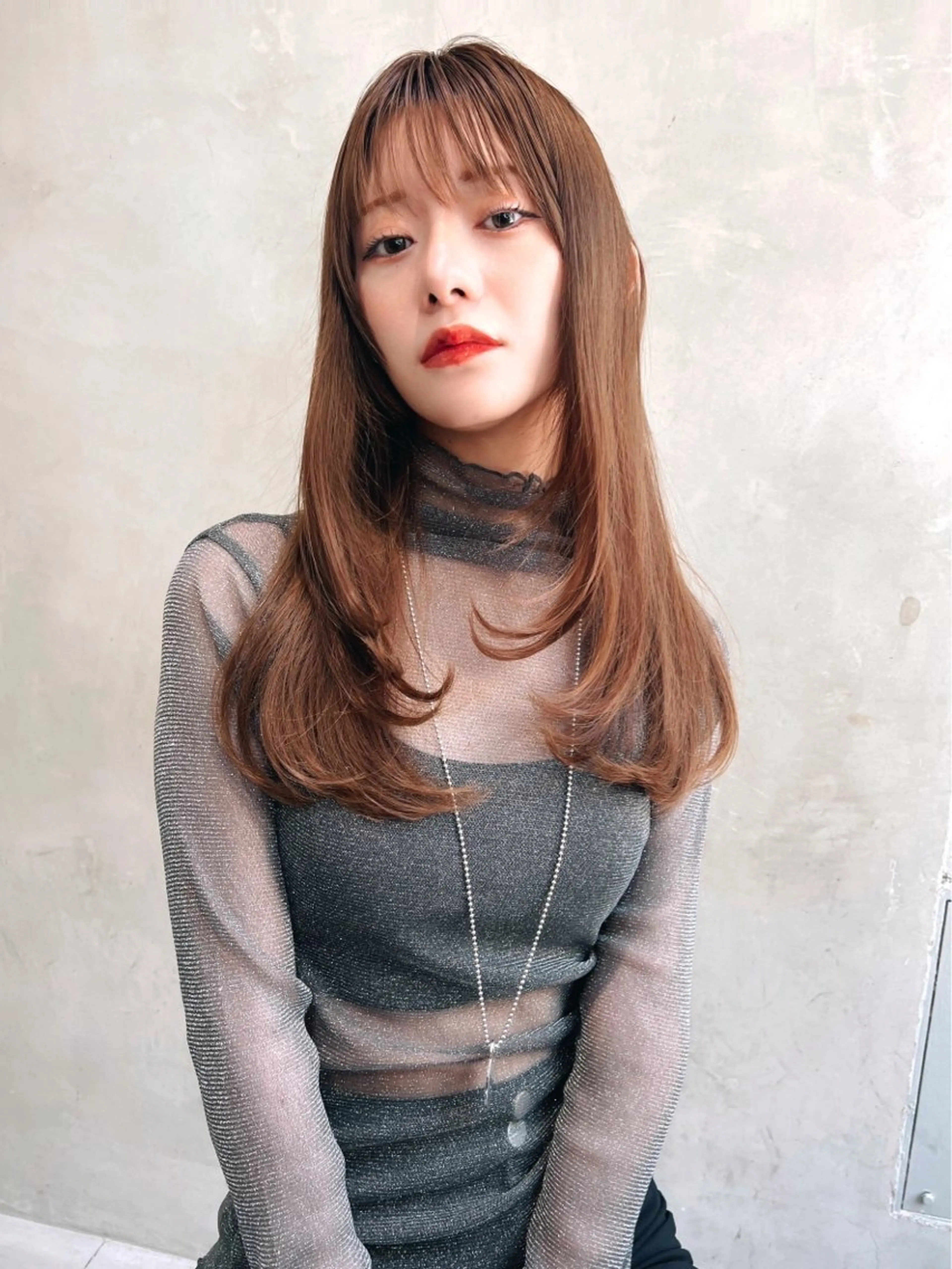 セミロング カット ヘアカラー トリートメント ヘアセット 南堀江 möwen ( メーヴェ )所属・mowen RUIのヘアスタイル