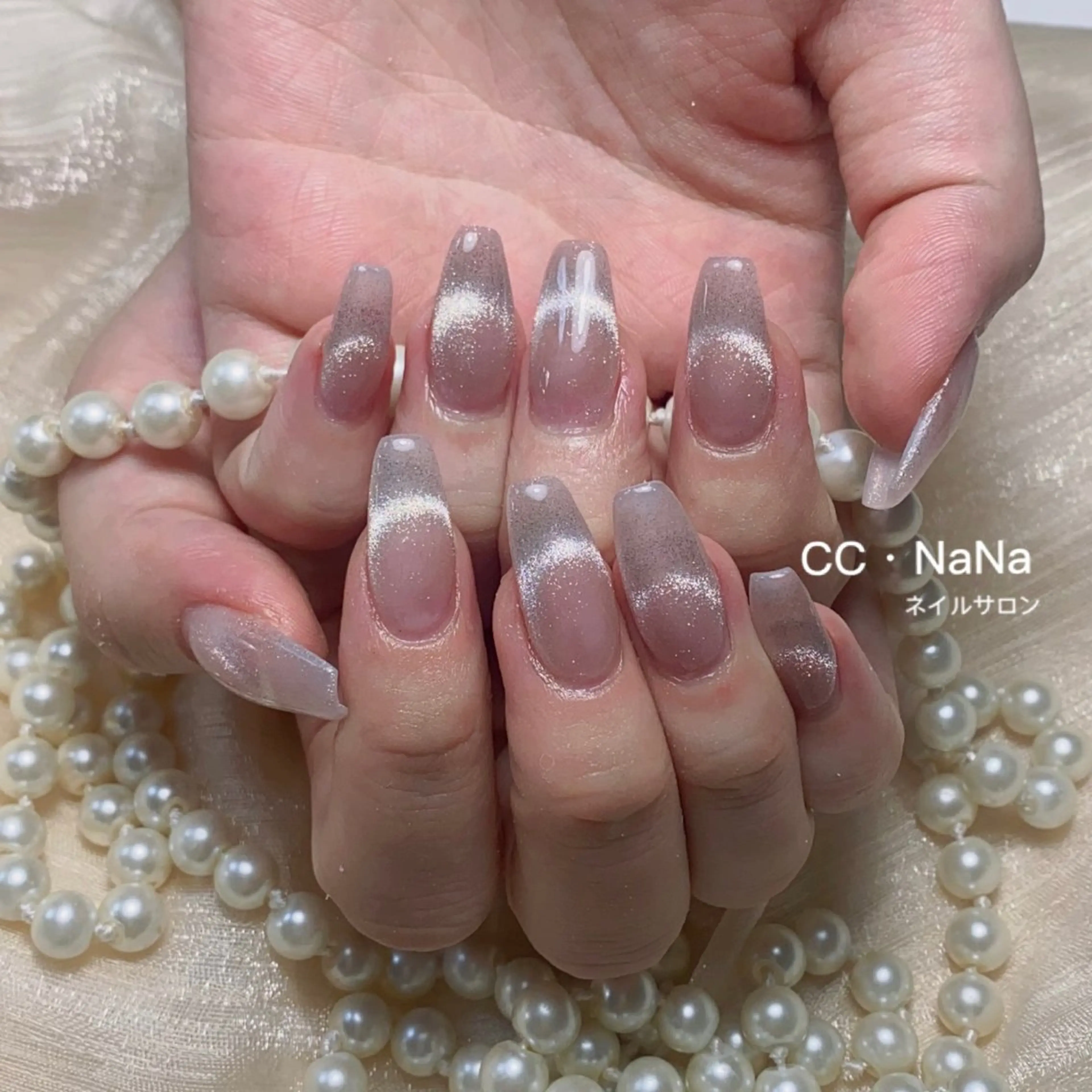 ネイル フレンチネイル マグネットネイル マグネットフレンチ スカルプネイル ハンドネイル 💎CC・NaNa 韓国風ネイル🌙Cのネイルデザイン