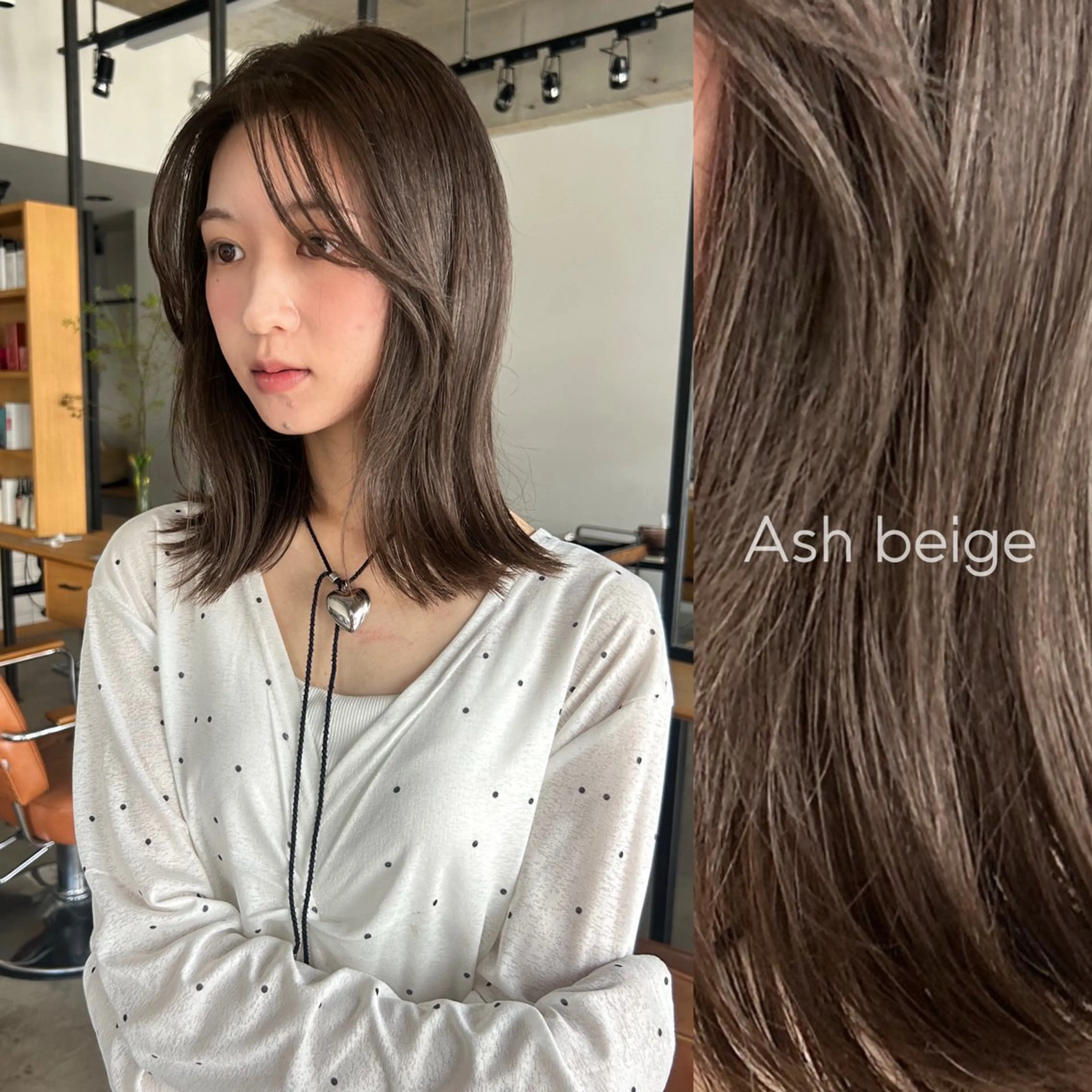 ミディアム カラー ヘアカラー トリートメント 透明感カラー レイヤーカット りなのヘアスタイル