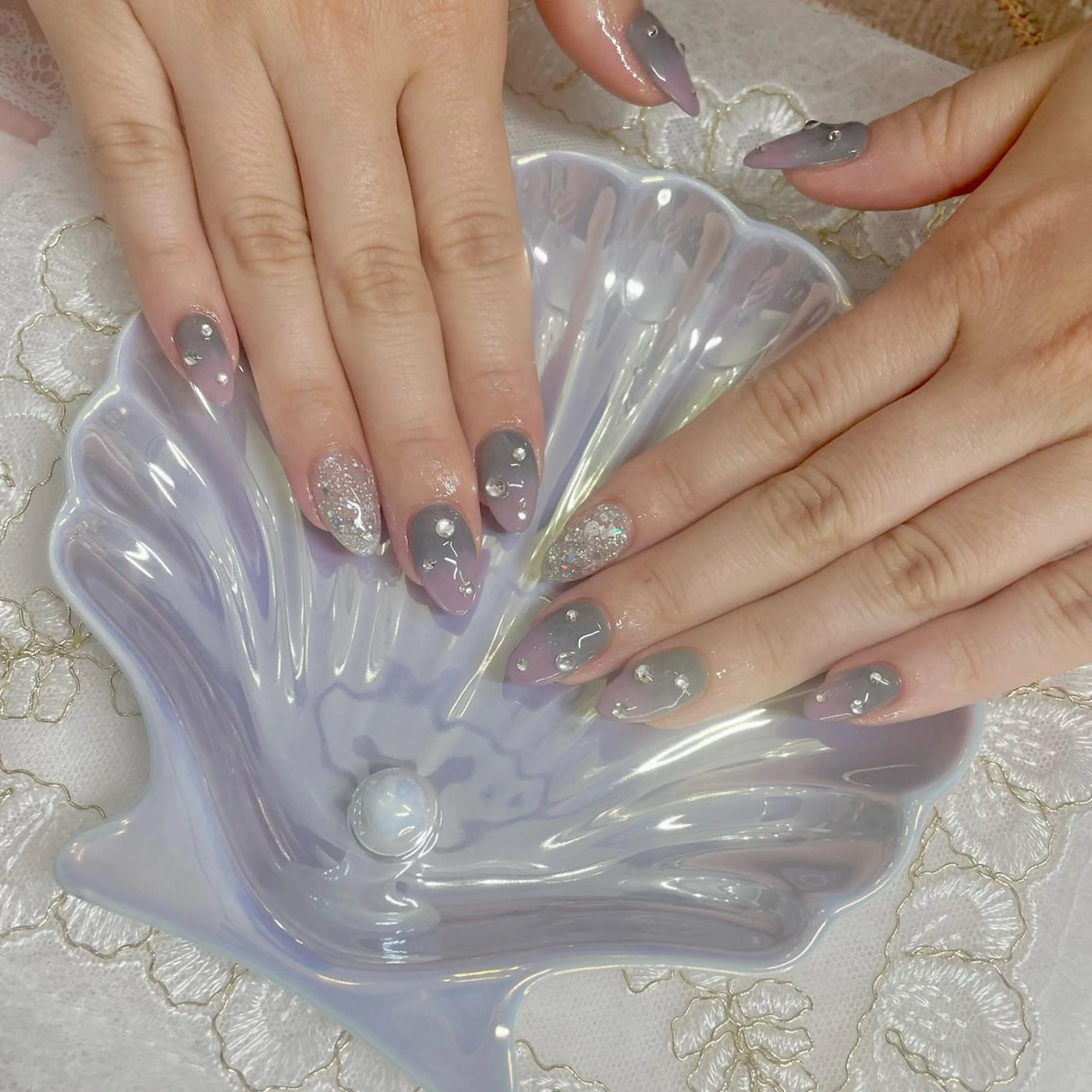 ネイル アートネイル オーロラネイル ジェルネイル 氷ネイル・うるうるネイル 韓国ネイル J terrace Nailのネイルデザイン