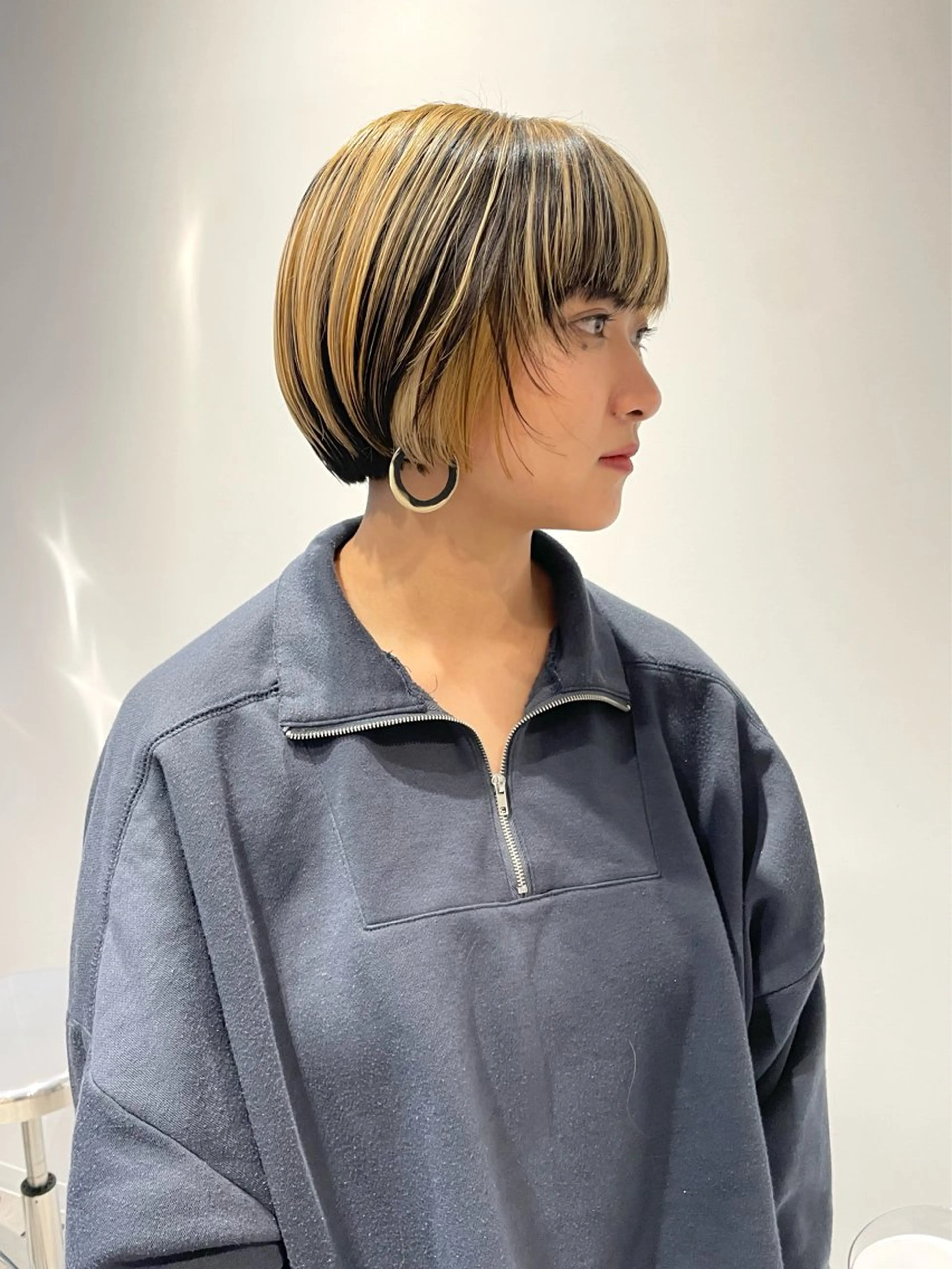 ショート ボブ 顔まわりレイヤー レイヤーカット 石川玲菜/ 髪質改善ボブ/メンズのヘアスタイル