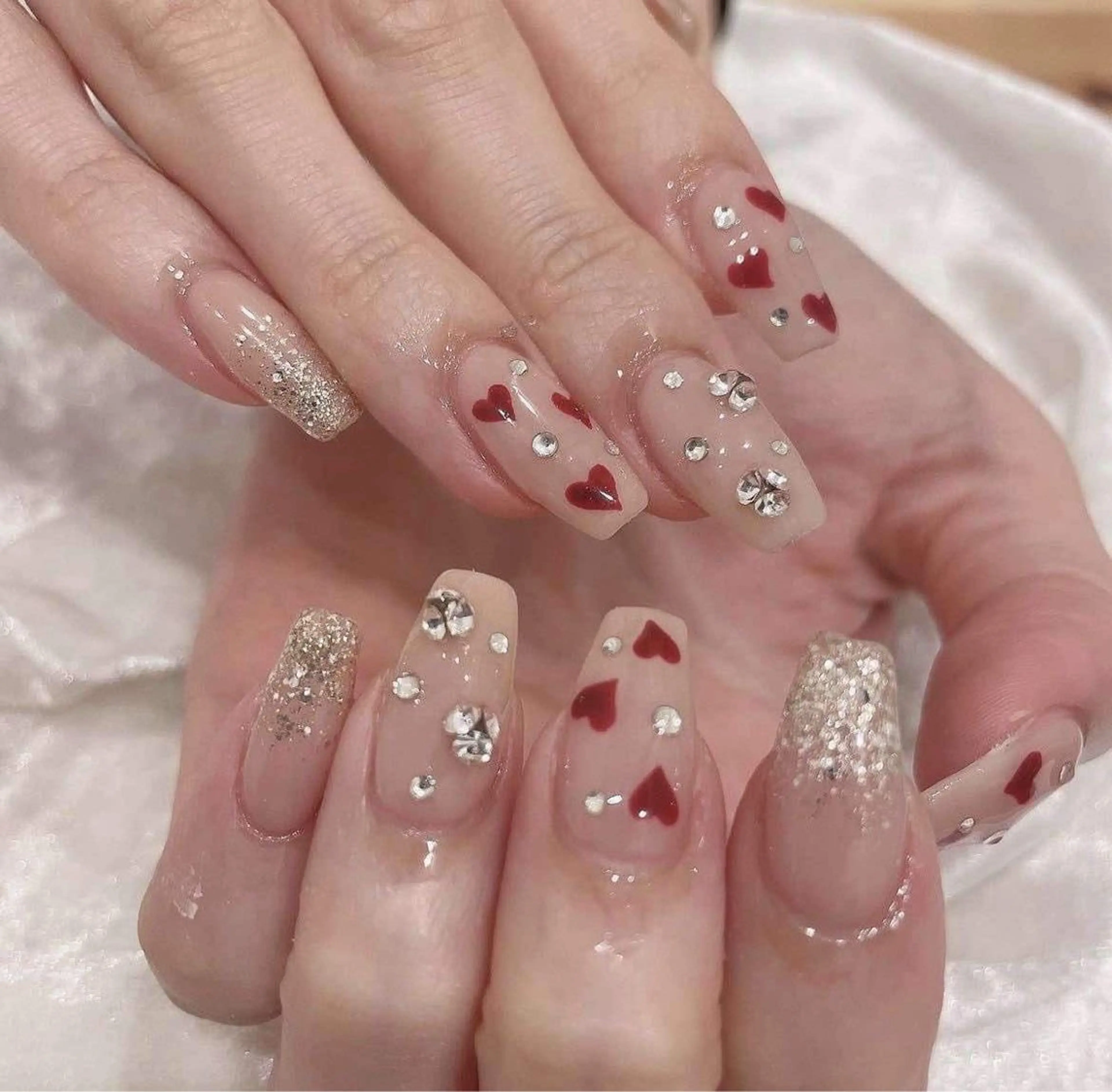 ネイル 長さ出し グラデーション キラキラネイル マグネットネイル ミラーネイル Lee Nails チップ長さだし専門店のネイルデザイン
