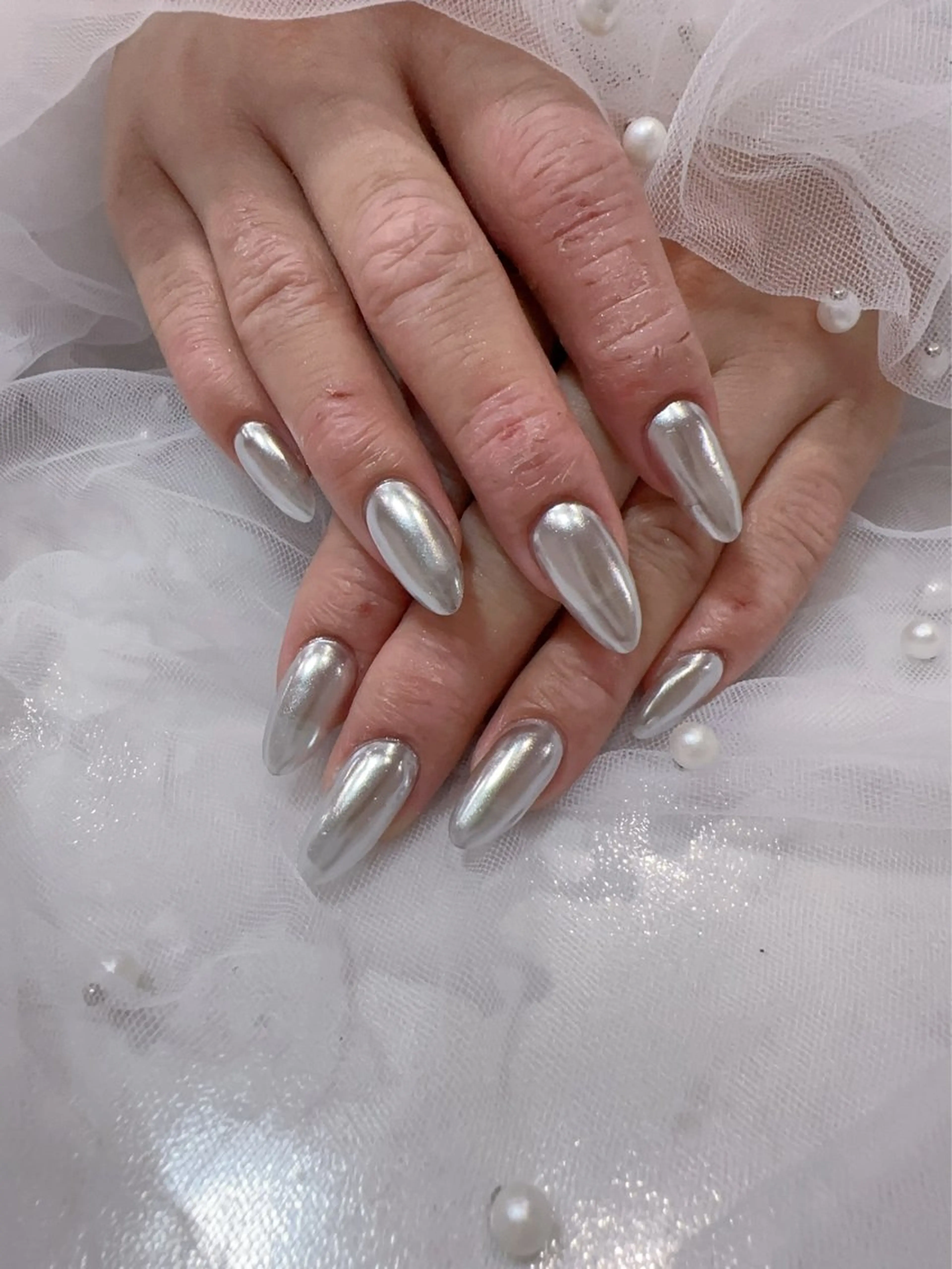 ネイル アートネイル フラッシュネイル フレンチネイル ジェルネイル ガラスフレンチ ハンドネイル You&Me Miyuのネイルデザイン