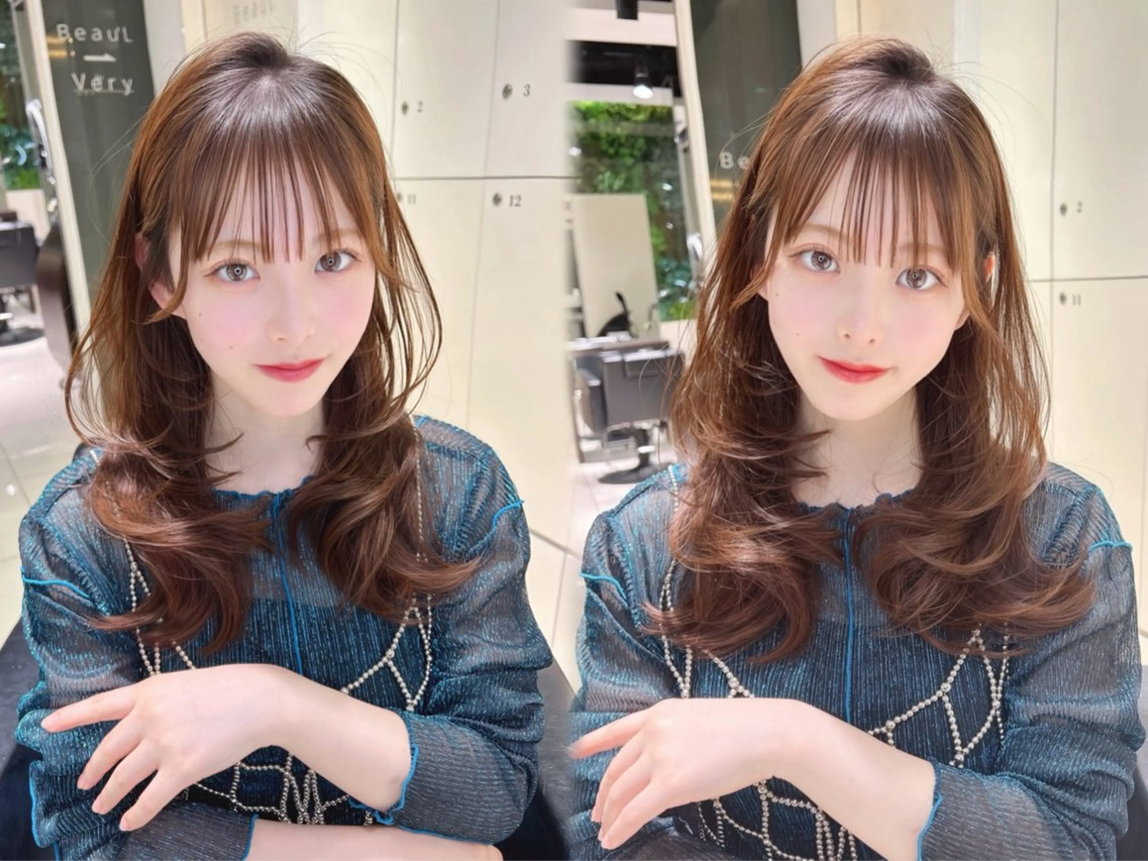 セミロング カラー ゆめ🫧ツヤ髪🧊 透明感カラー/まつパのヘアスタイル