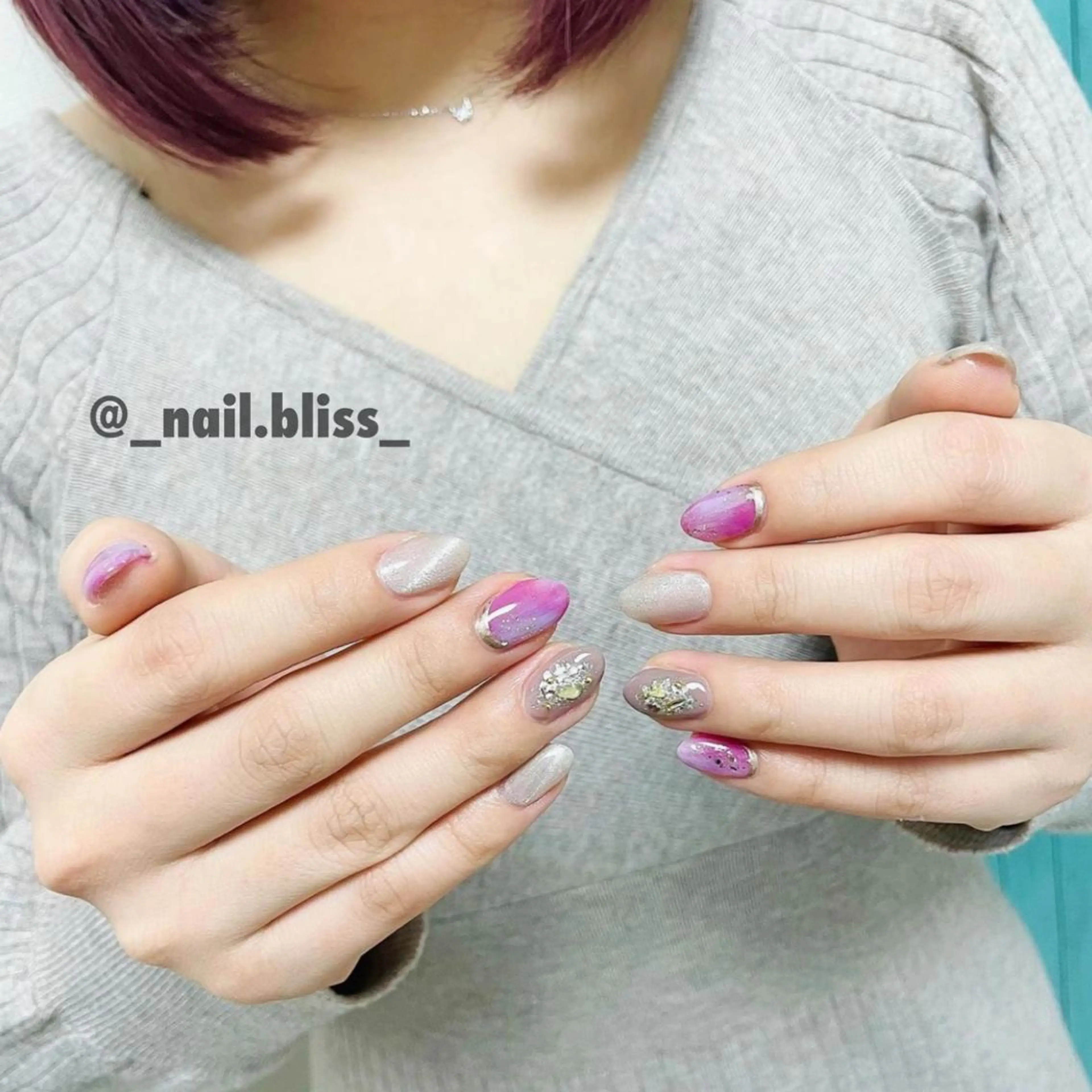 ネイル マグネットネイル ニュアンスネイル ハンドネイル NAIL BLISSのネイルデザイン
