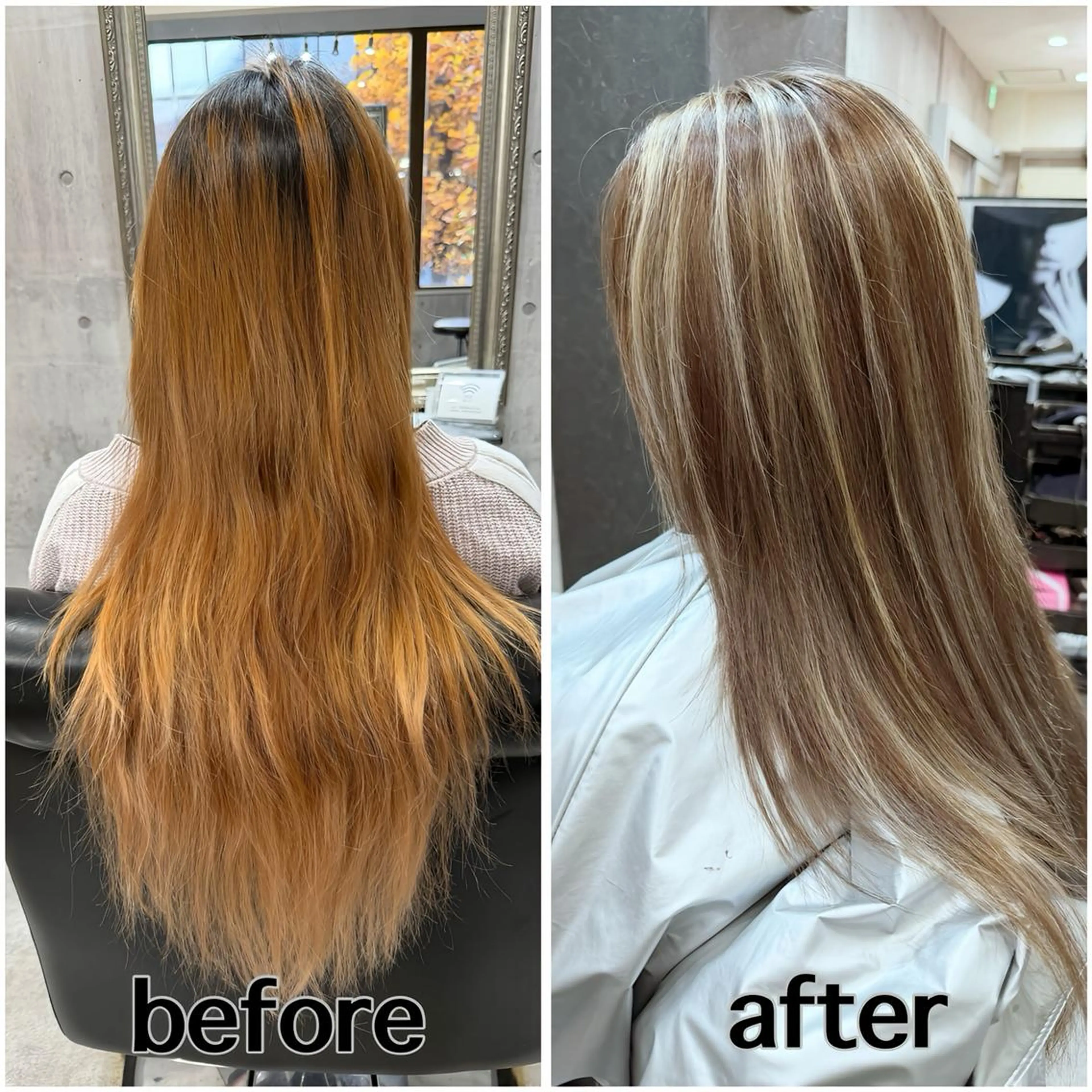 ロング ハイライト ヘアカラー トリートメント Crystal 船橋のヘアスタイル
