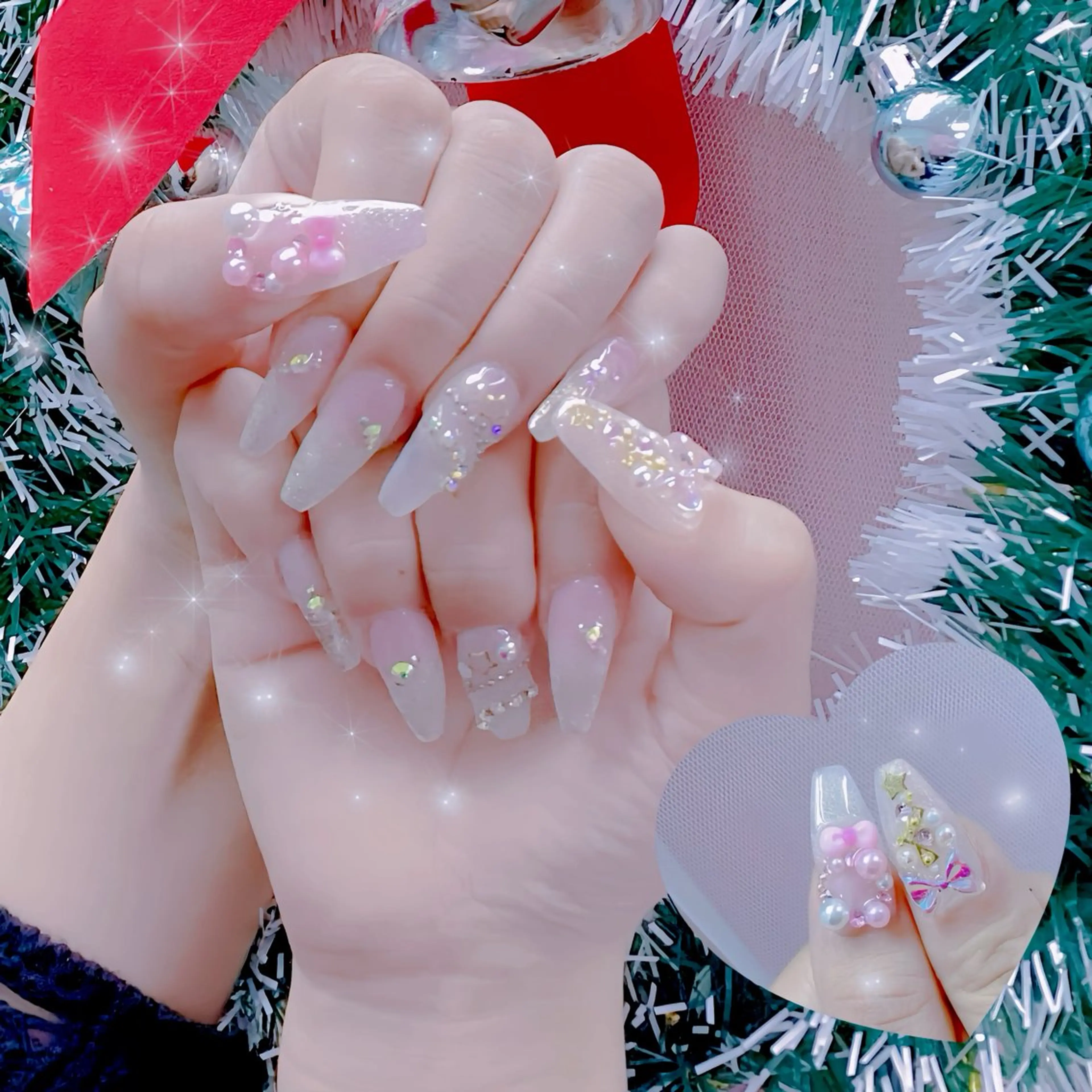 ロング パーツ全部¥110 サロンミミのネイルデザイン