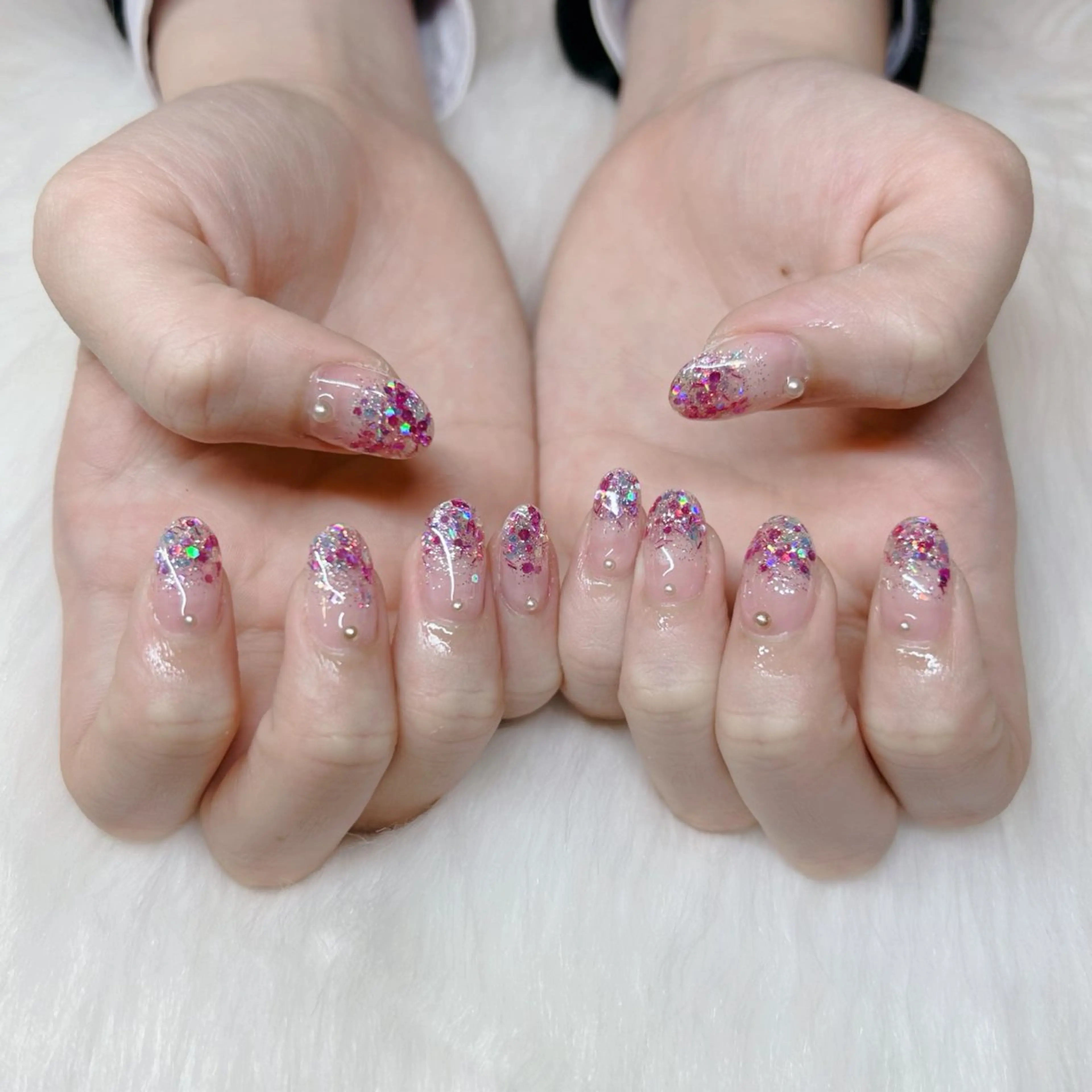 セミロング ハンドネイル HANA うるののネイルデザイン