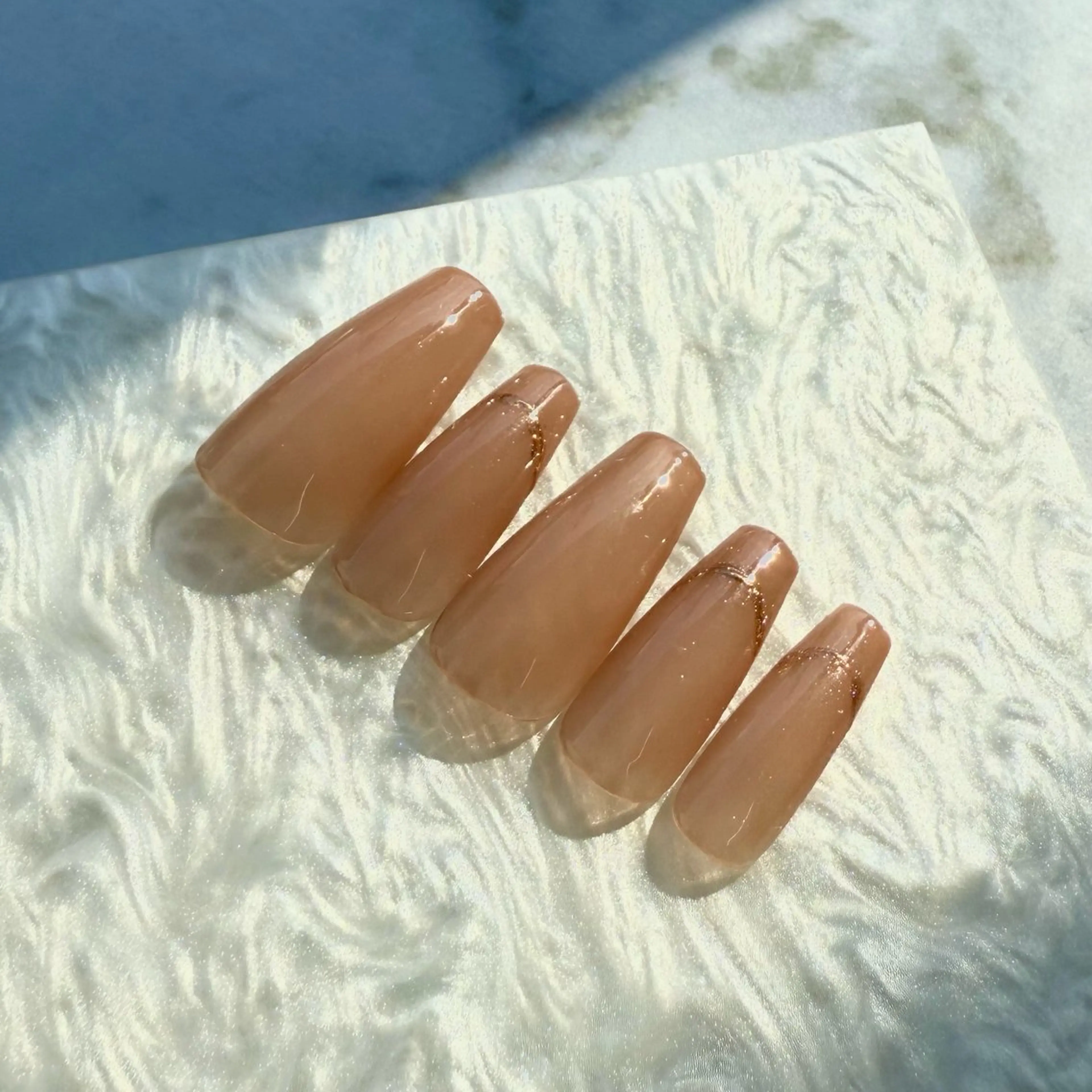 ネイル ブラウン フレンチネイル ミラーネイル オフィスネイル シンプルネイル Amie NAILのネイルデザイン