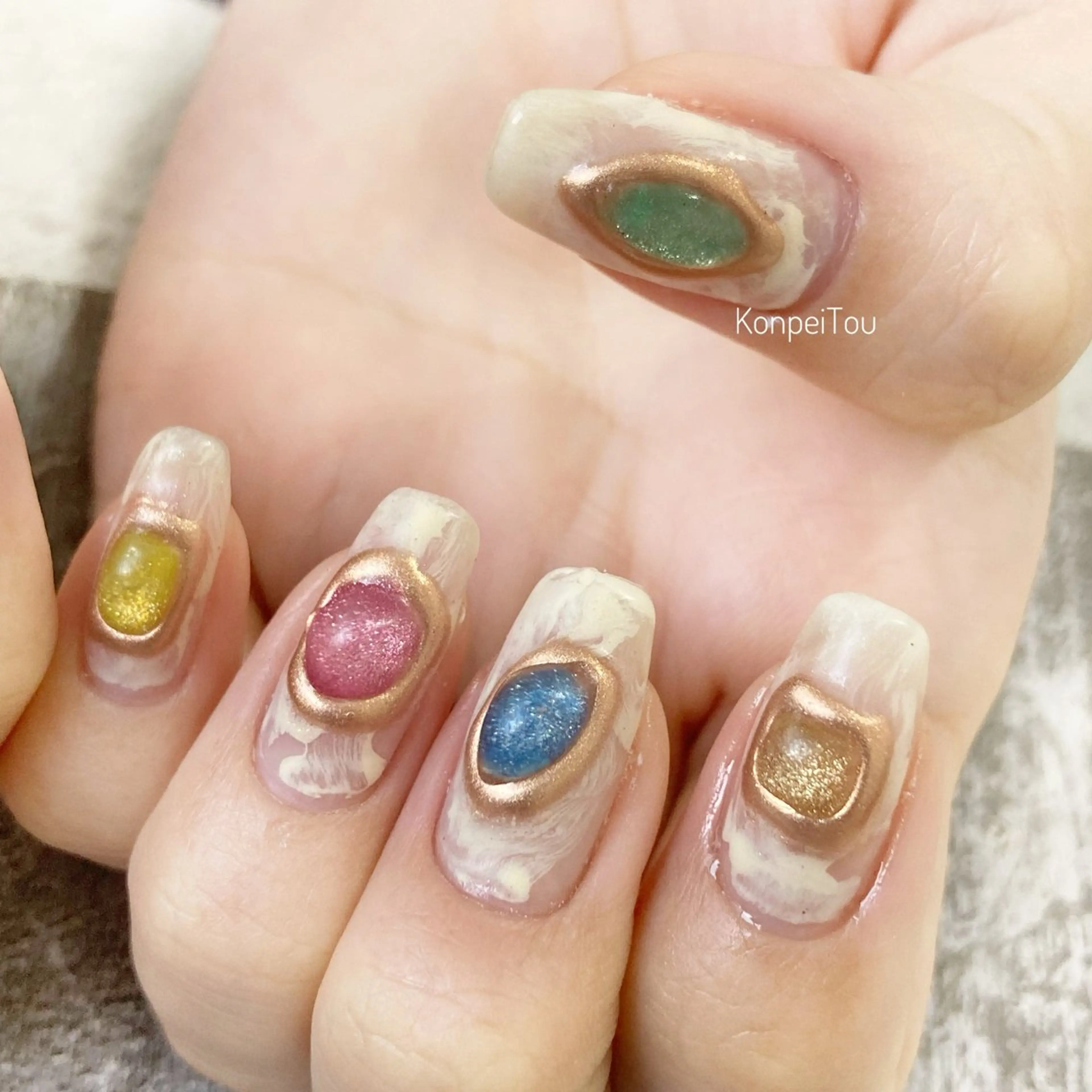 ネイル ハンドネイル おうちのネイルサロン konpeiTou〜こんぺいとう〜所属・おうちのネイルサロン KonpeiTouのネイルデザイン