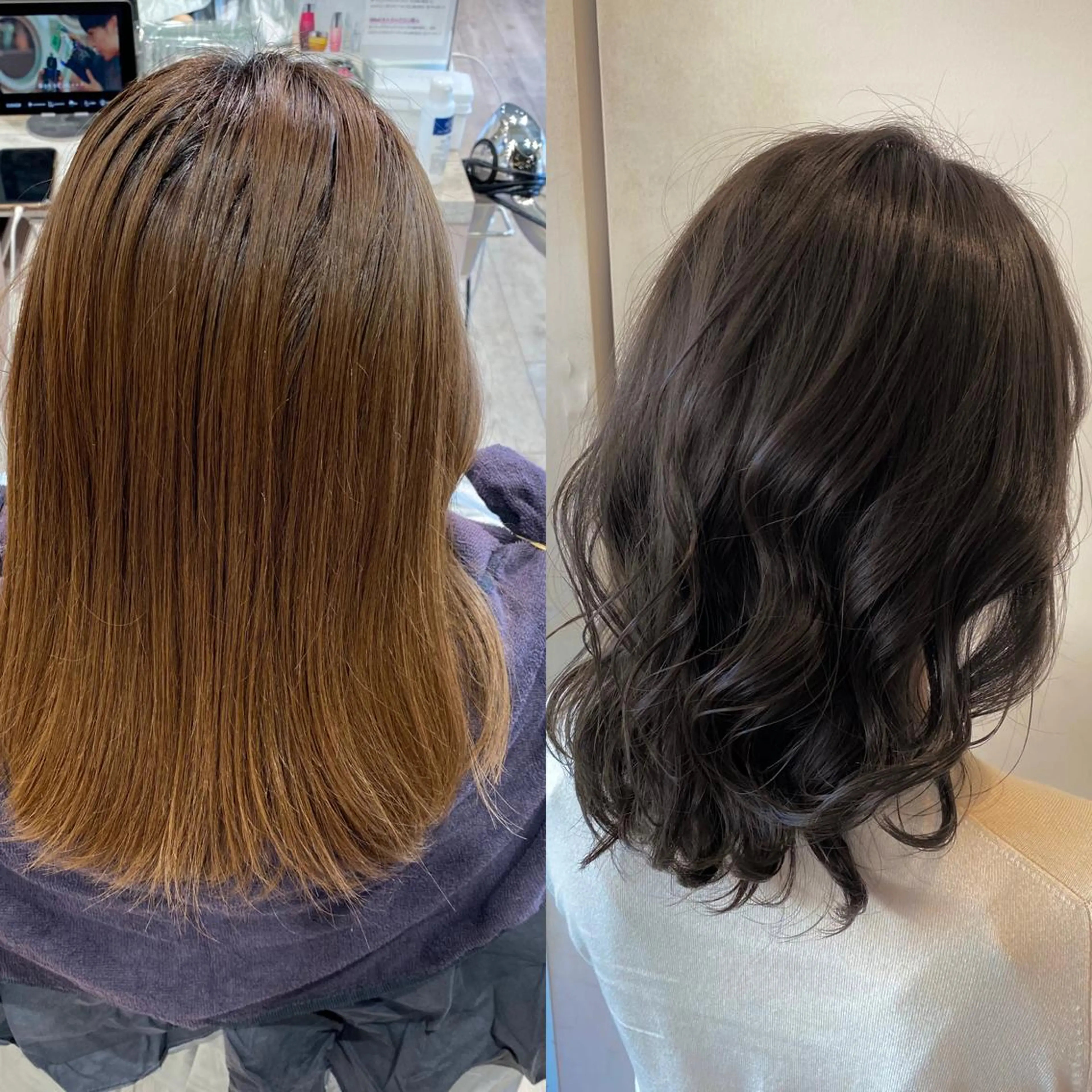 ミディアム カラー 顔まわりカット🌟 くびれヘア/寺門遥輝のヘアスタイル