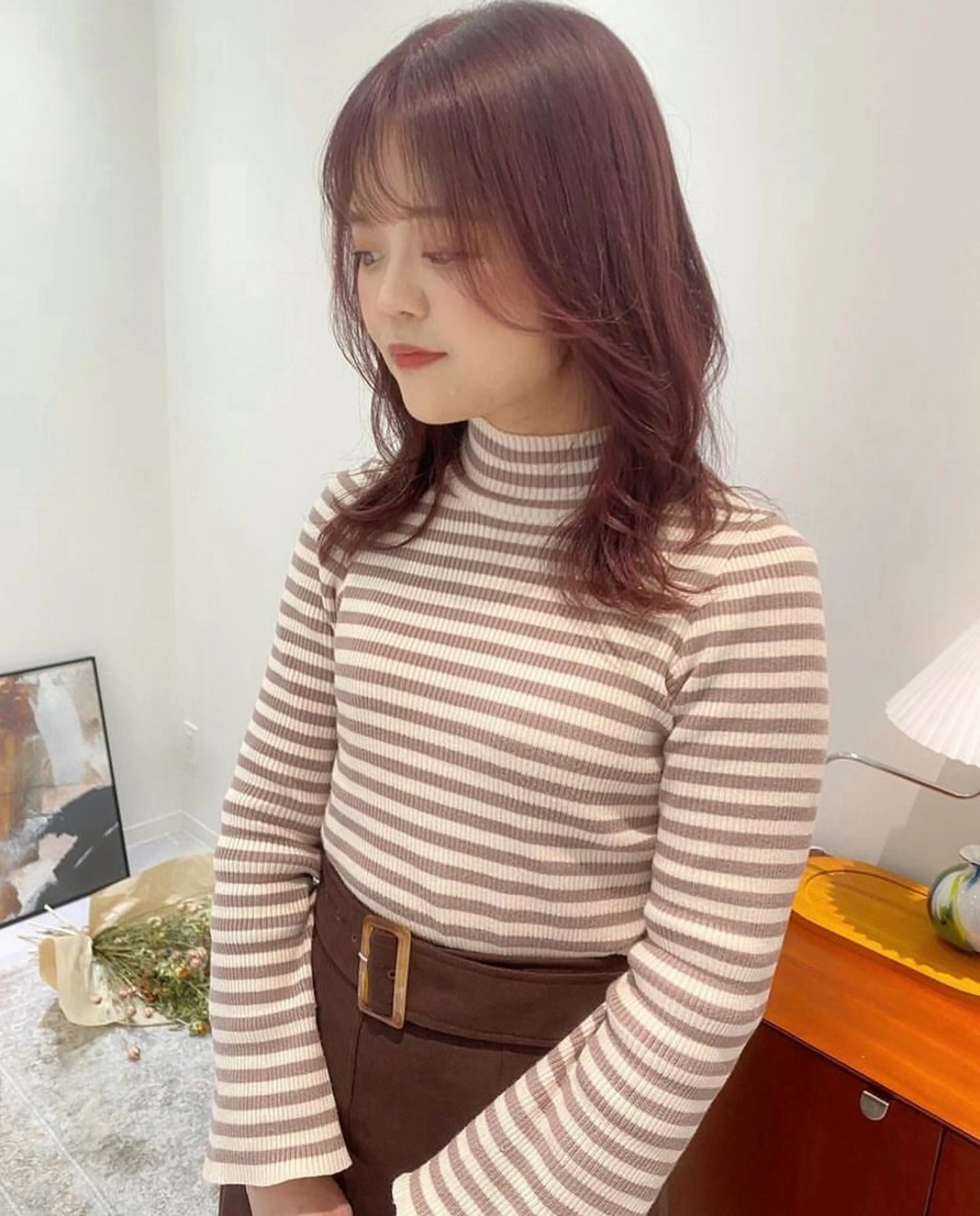 ミディアム カラー ヘアアレンジ kame｜レイヤー / 似合わせ顔周りのヘアスタイル