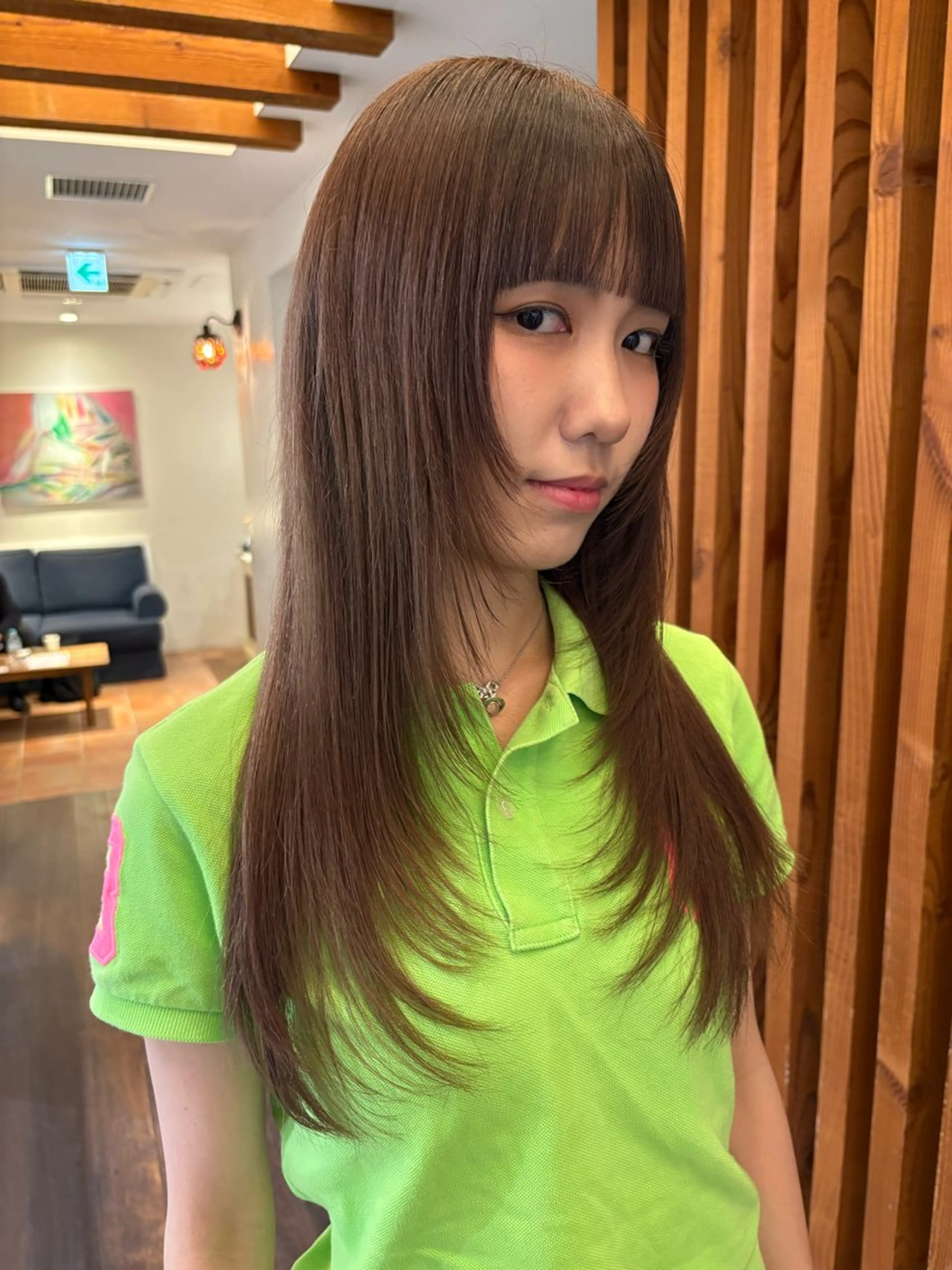 ロング ハイレイヤー レイヤーカット リカ/ハイトーン ・オリーブ🍀のヘアスタイル