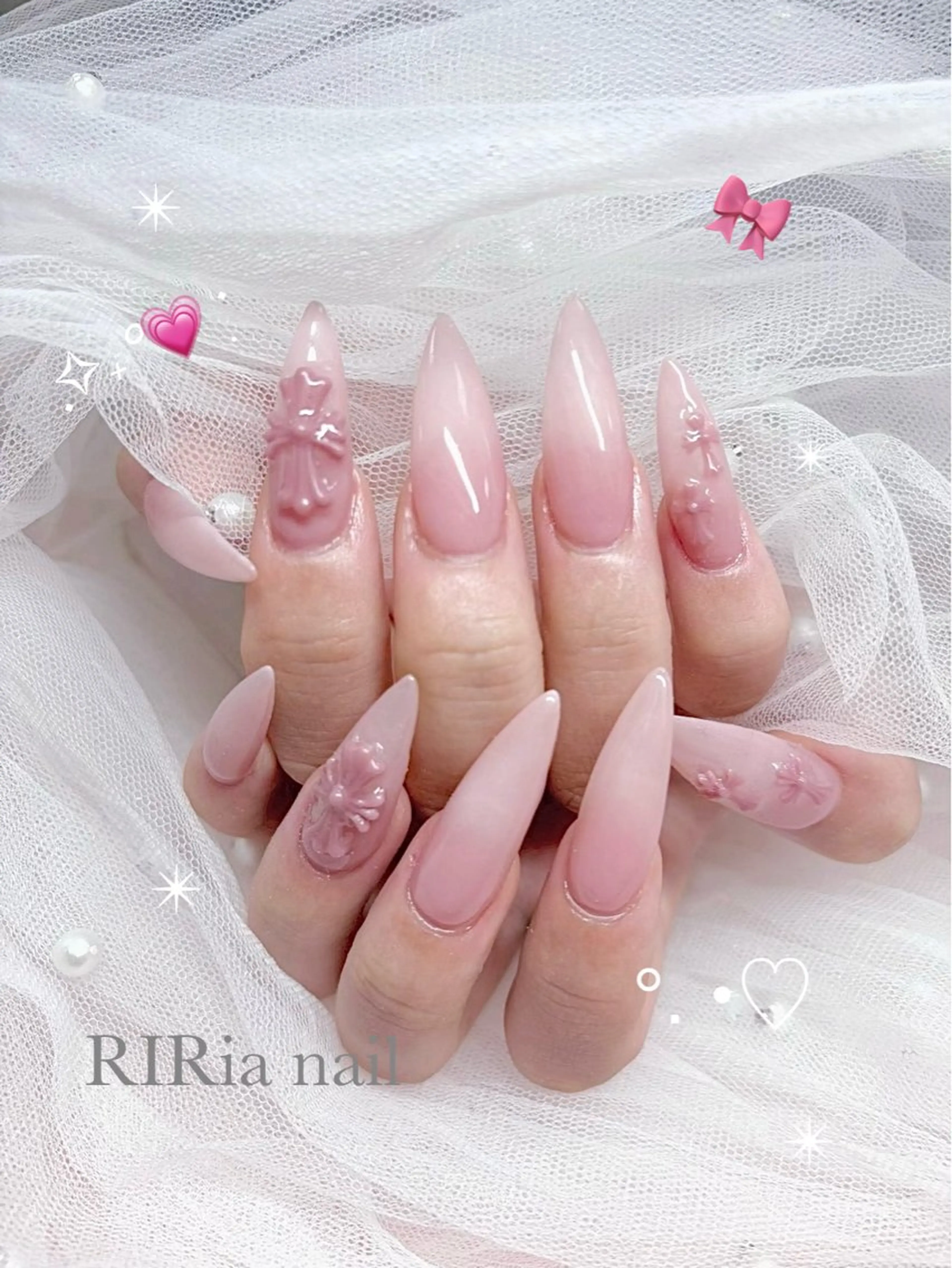 ネイル ピンク ぷっくりネイル リボン シンプルネイル ワンホンネイル ハンドネイル 🎀RIRia nail🎀のネイルデザイン