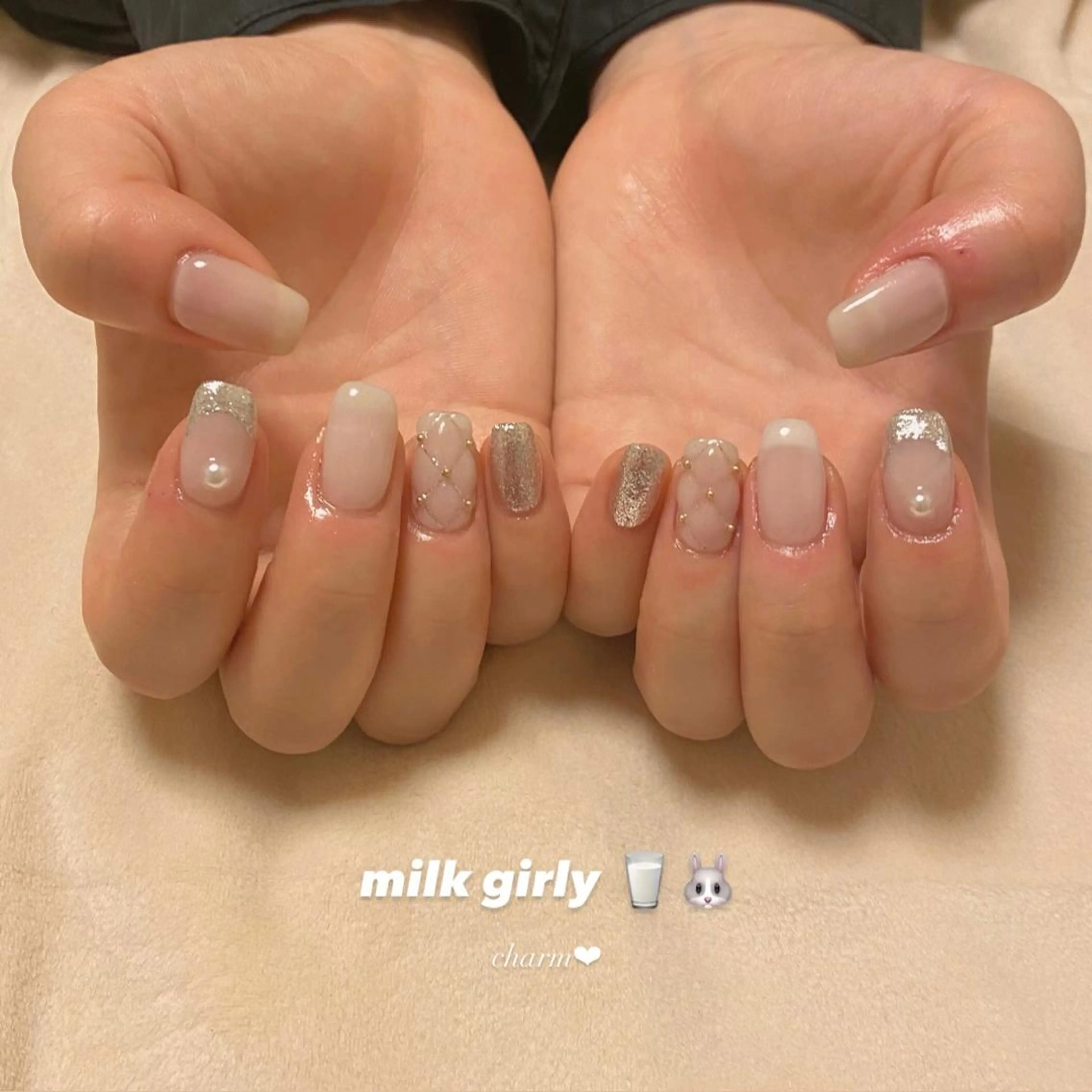 ネイル ガーリー 持ち込み シンプルネイル ハンドネイル nail salon charmのネイルデザイン