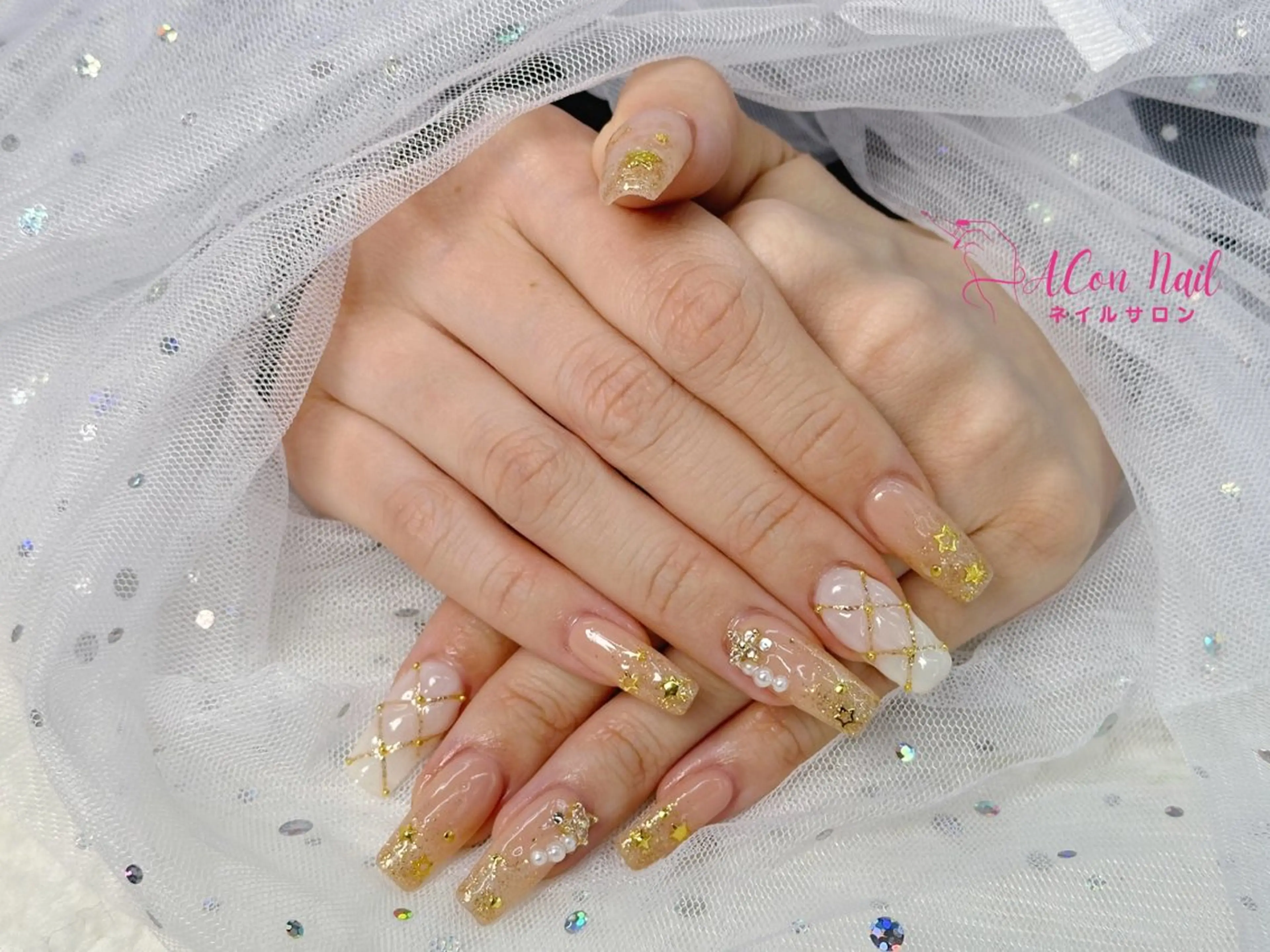 ネイル 桜ネイル 長さ出し フラワーネイル フレンチネイル ジェルネイル ACon NailSalonのネイルデザイン