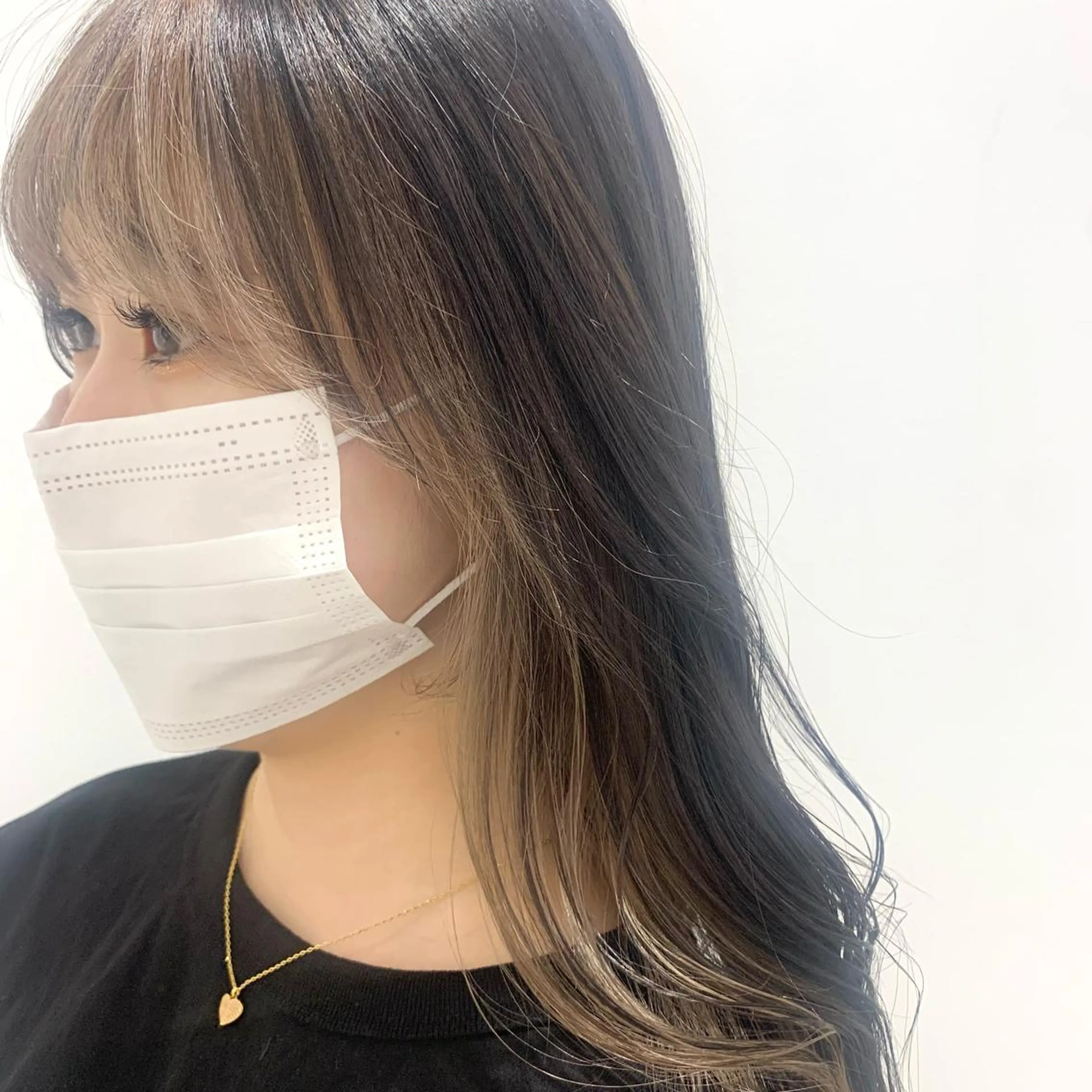 ロング カラー ミストバング  フェイスフレーミング インナーカラー 顔まわりレイヤー 顔周りカット ボブ/美髪矯正 /佐藤　奈巳のヘアスタイル