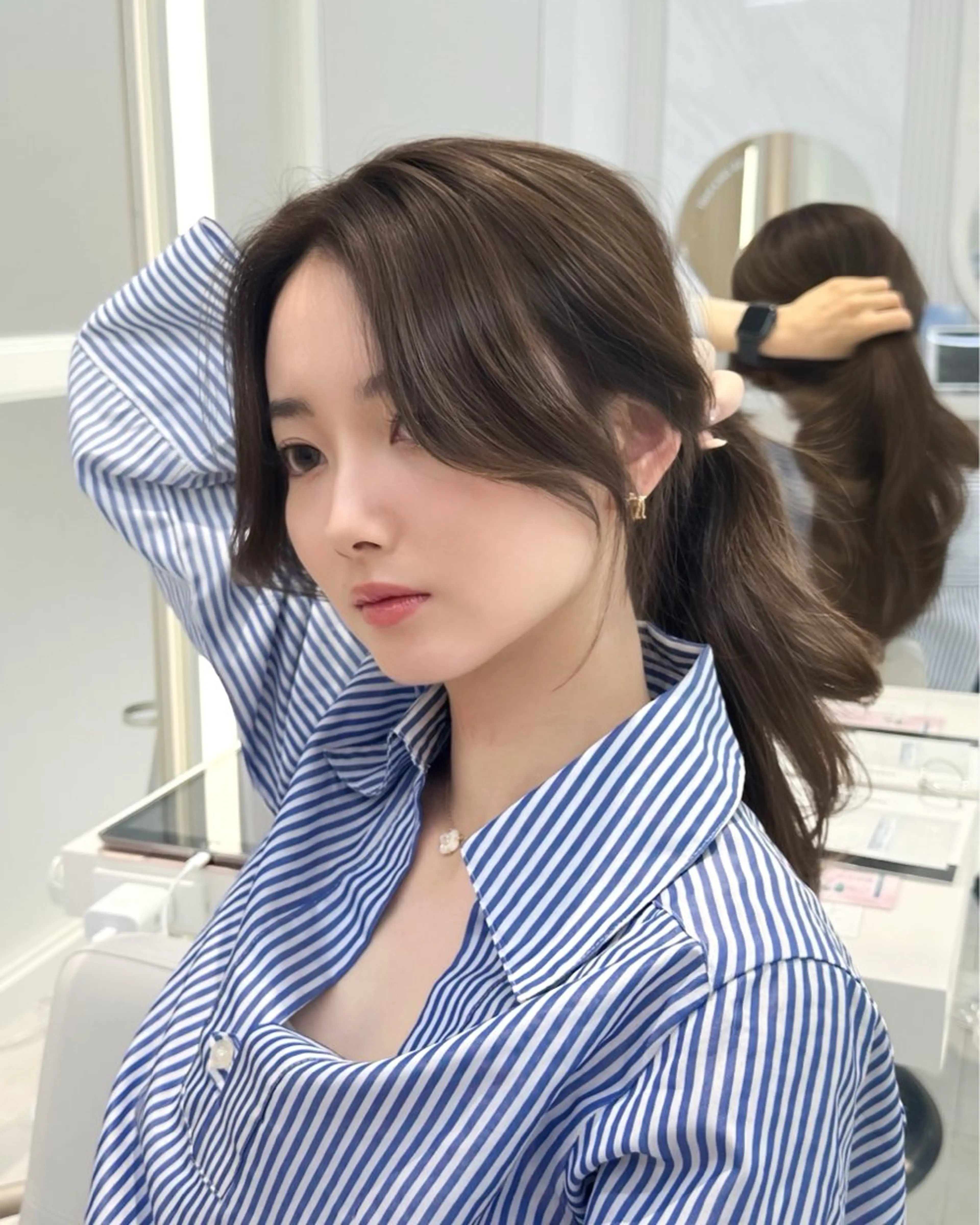 セミロング カラー 顔周りカット 韓国風ヘア カット ヘアカラー トリートメント 顔周り特化/韓国ヘア /レイヤー/吉野幸大のヘアスタイル