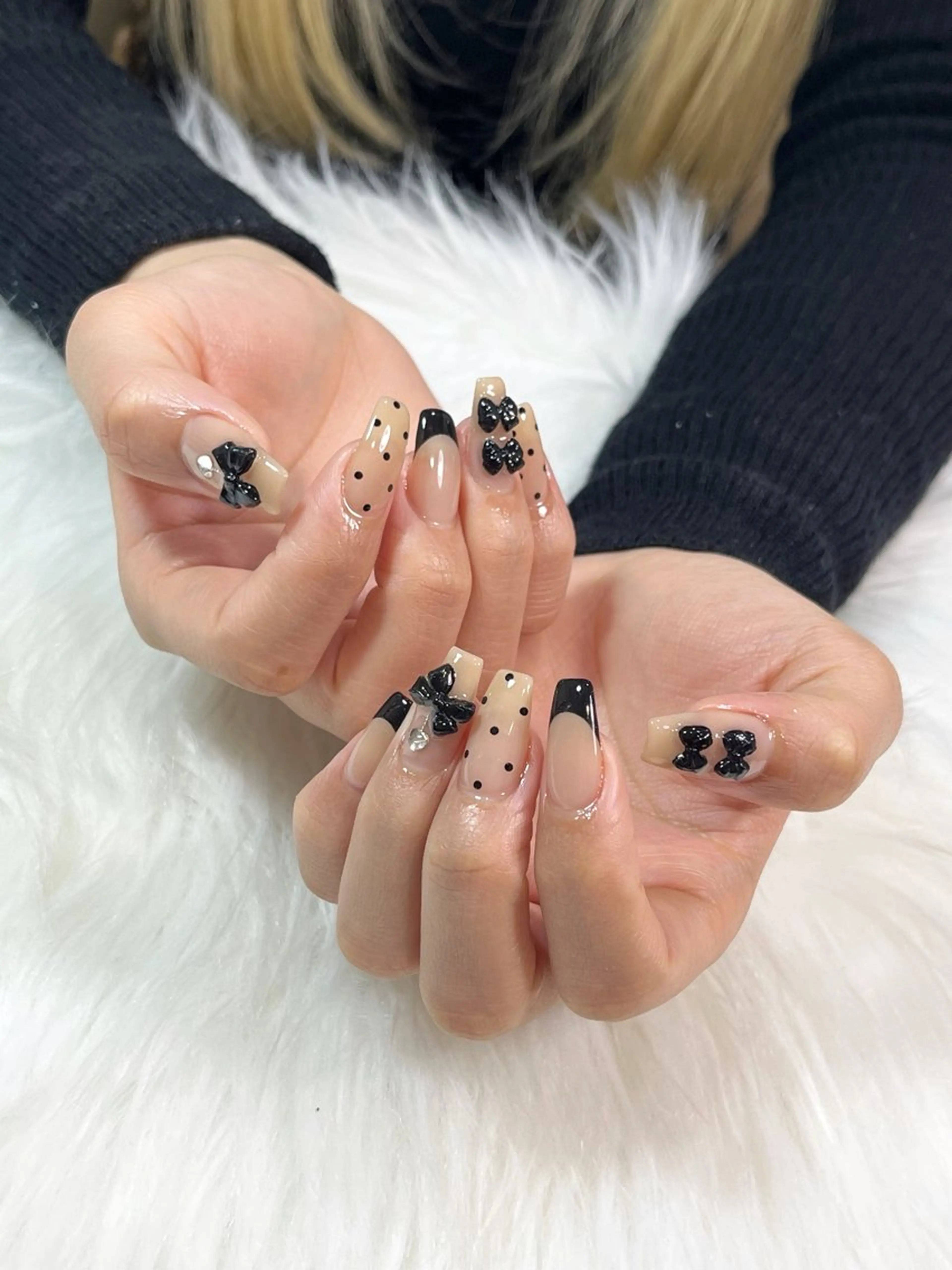 ネイル ドット フレンチネイル リボン nail salon Belle＊makoのネイルデザイン
