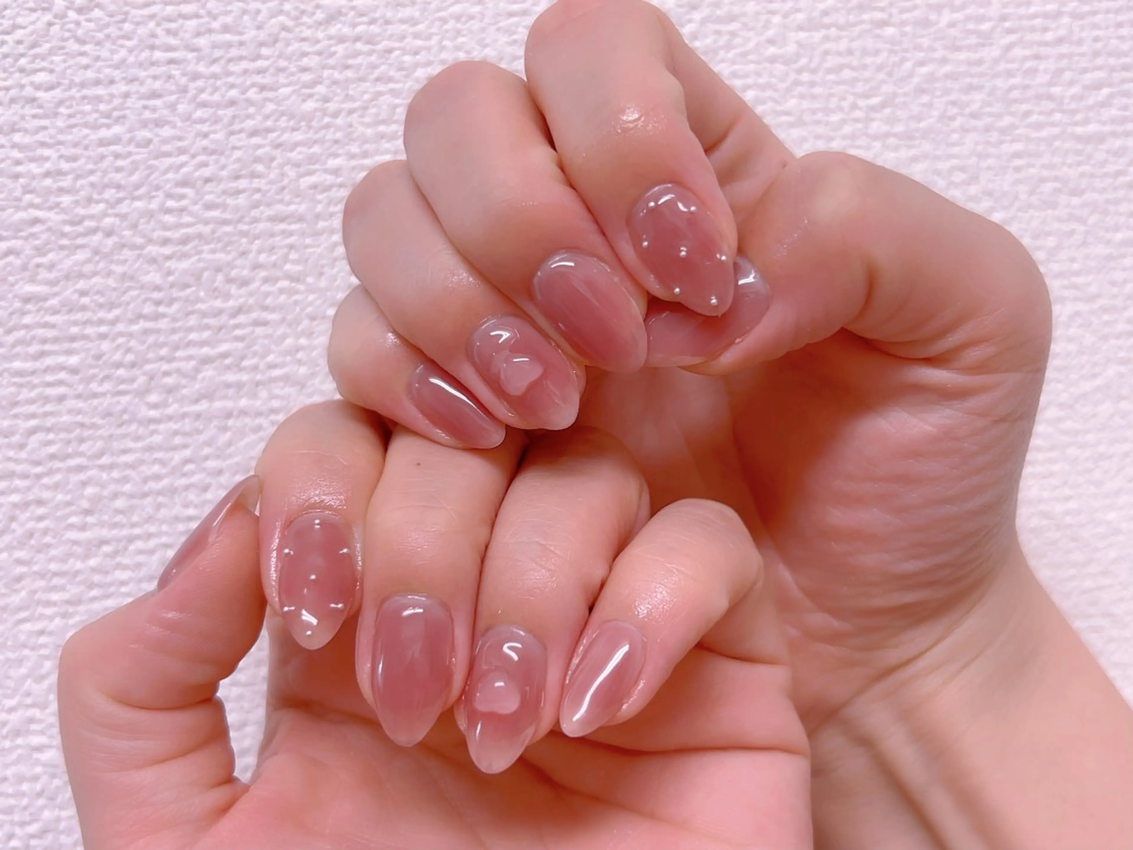 【自爪】(オフなし)HAND★ちゅるんと上品ワンカラー+韓国パーツ付★の写真