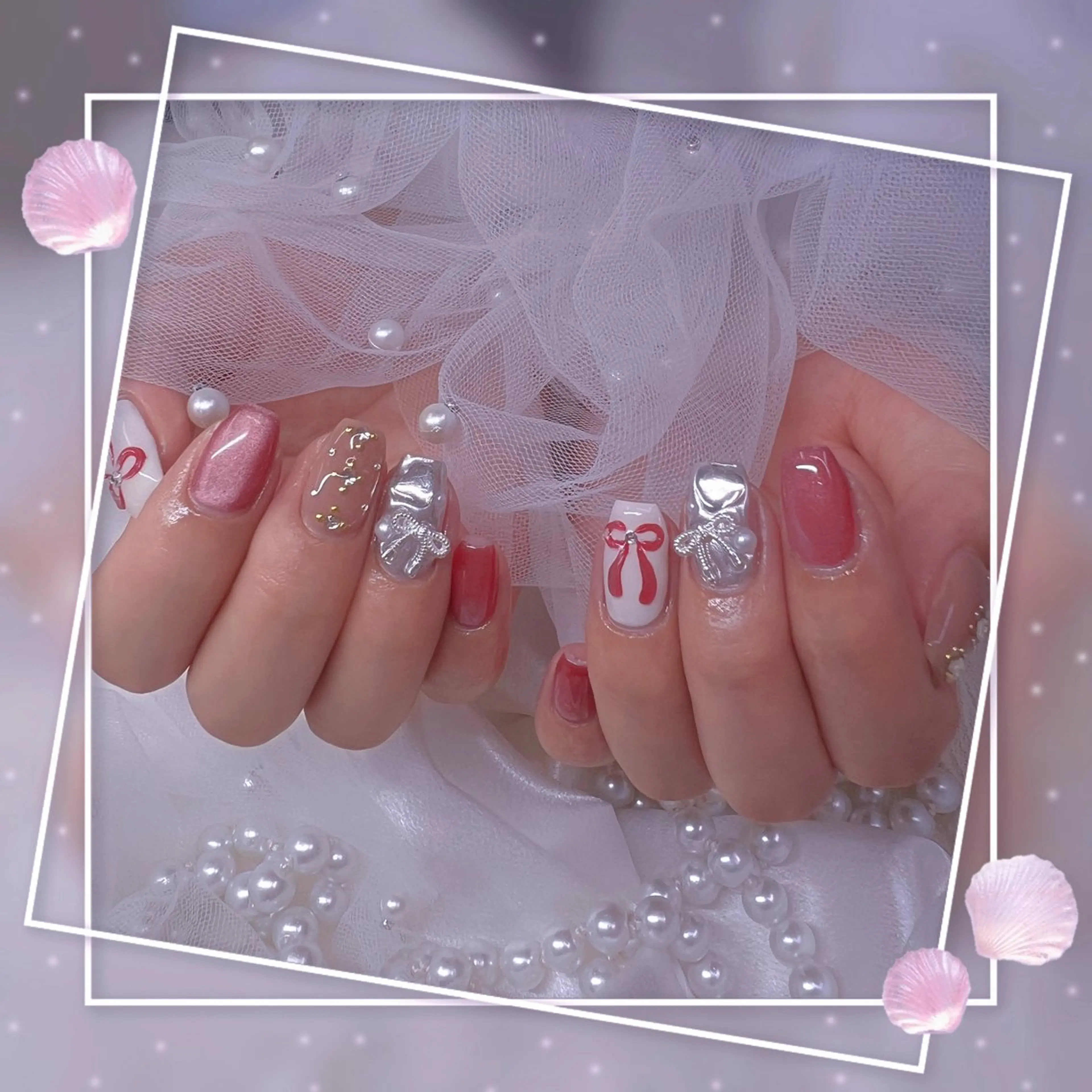 ネイル チークネイル フレンチネイル グラデーション マグネットネイル マグネットフレンチ ハンドネイル ハンドケア Chill Nailsalonのネイルデザイン