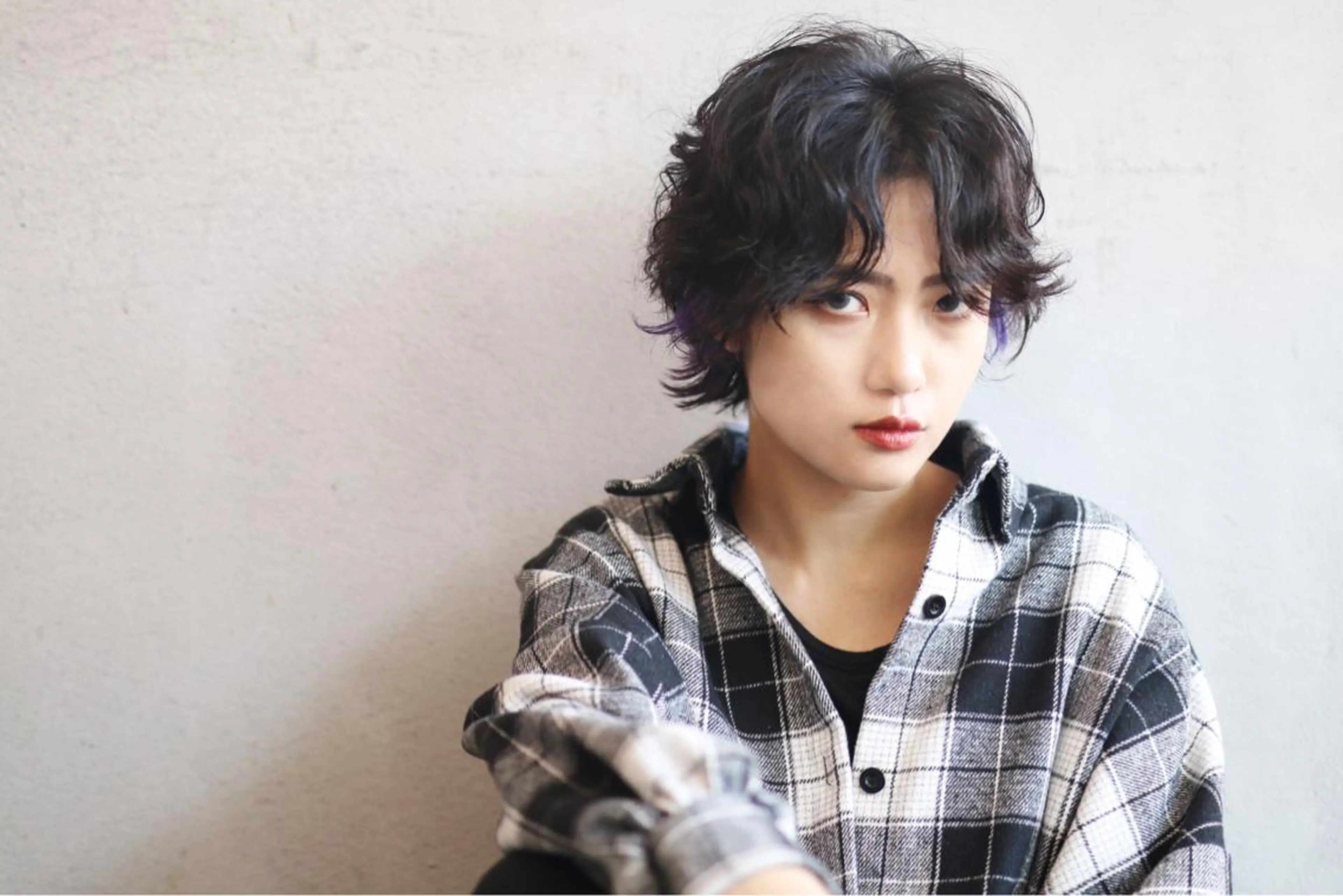 ショート カラー ブルーカラー インナーカラー ウルフカット ショート/ボブ/ 白髪染め/メンズ葛西のヘアスタイル