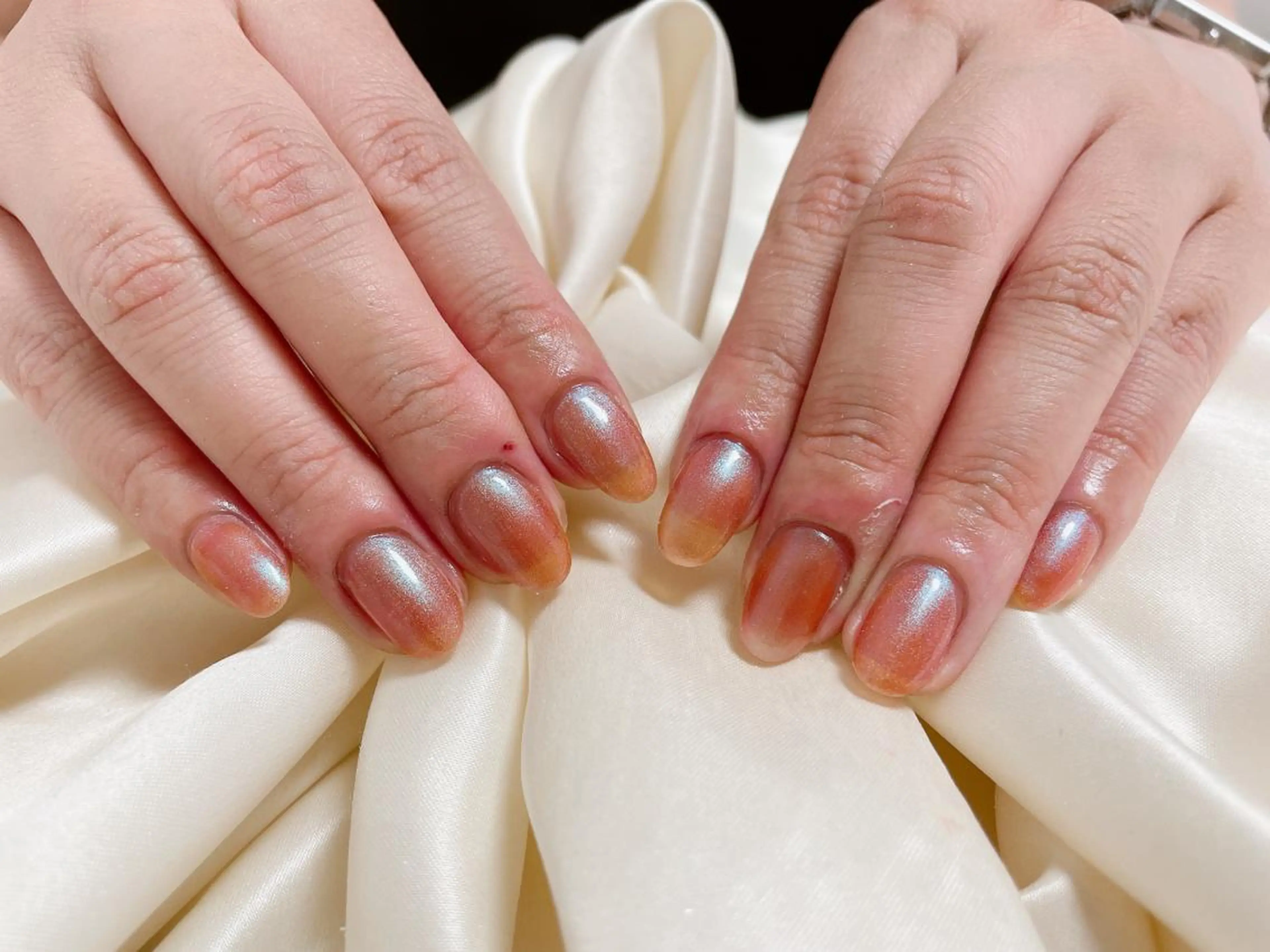 ネイル ブルー オレンジ kikinail 溝の口のネイルデザイン