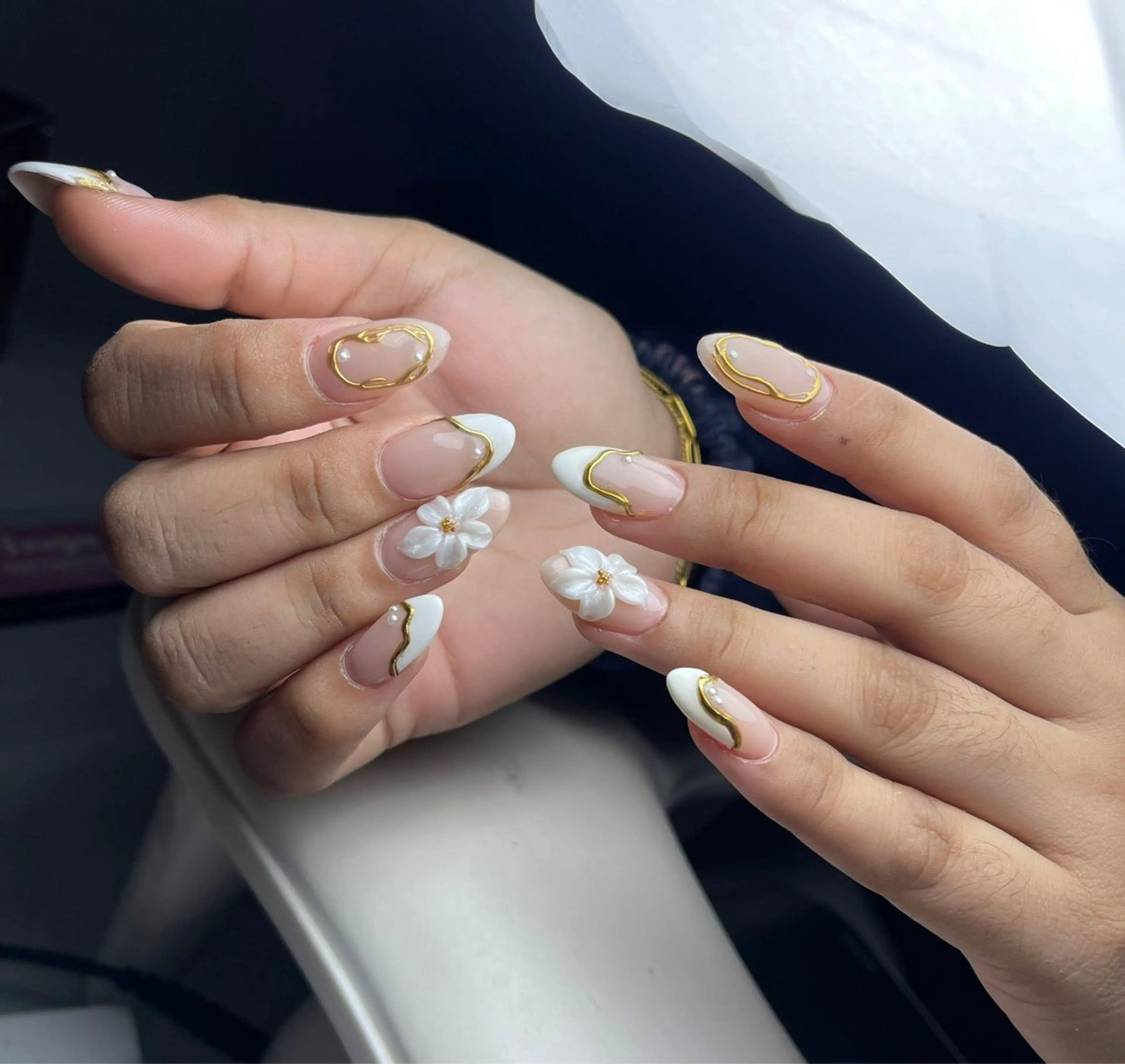 ネイル オーロラネイル ブルー チークネイル 長さ出し フットネイル ハンドネイル JIN 168 新大久保のネイルデザイン