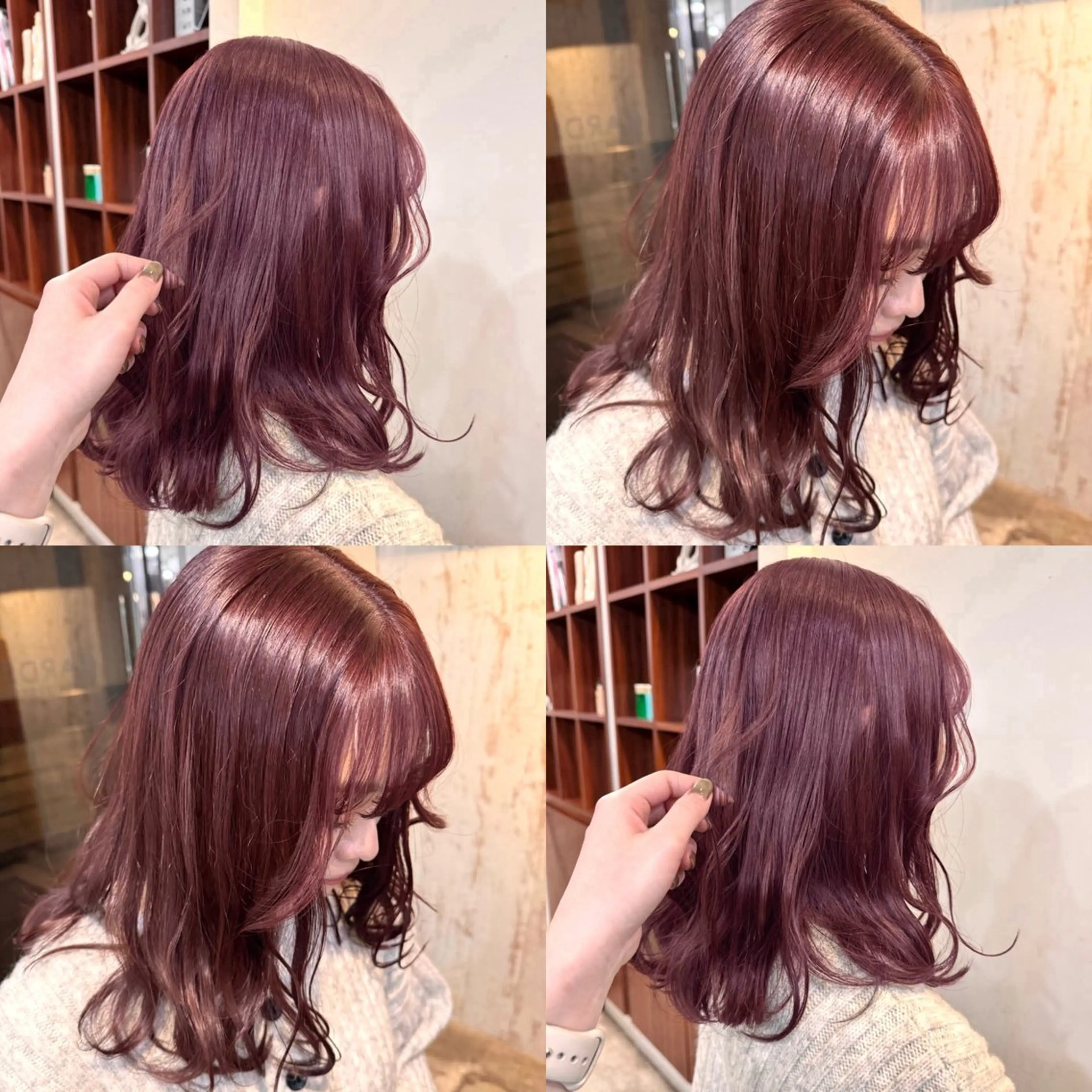 ミディアム カラー ベージュカラー ピンクカラー ピンクベージュ 松本優香/ボブ/ダ ブルカラー/髪質改善のヘアスタイル