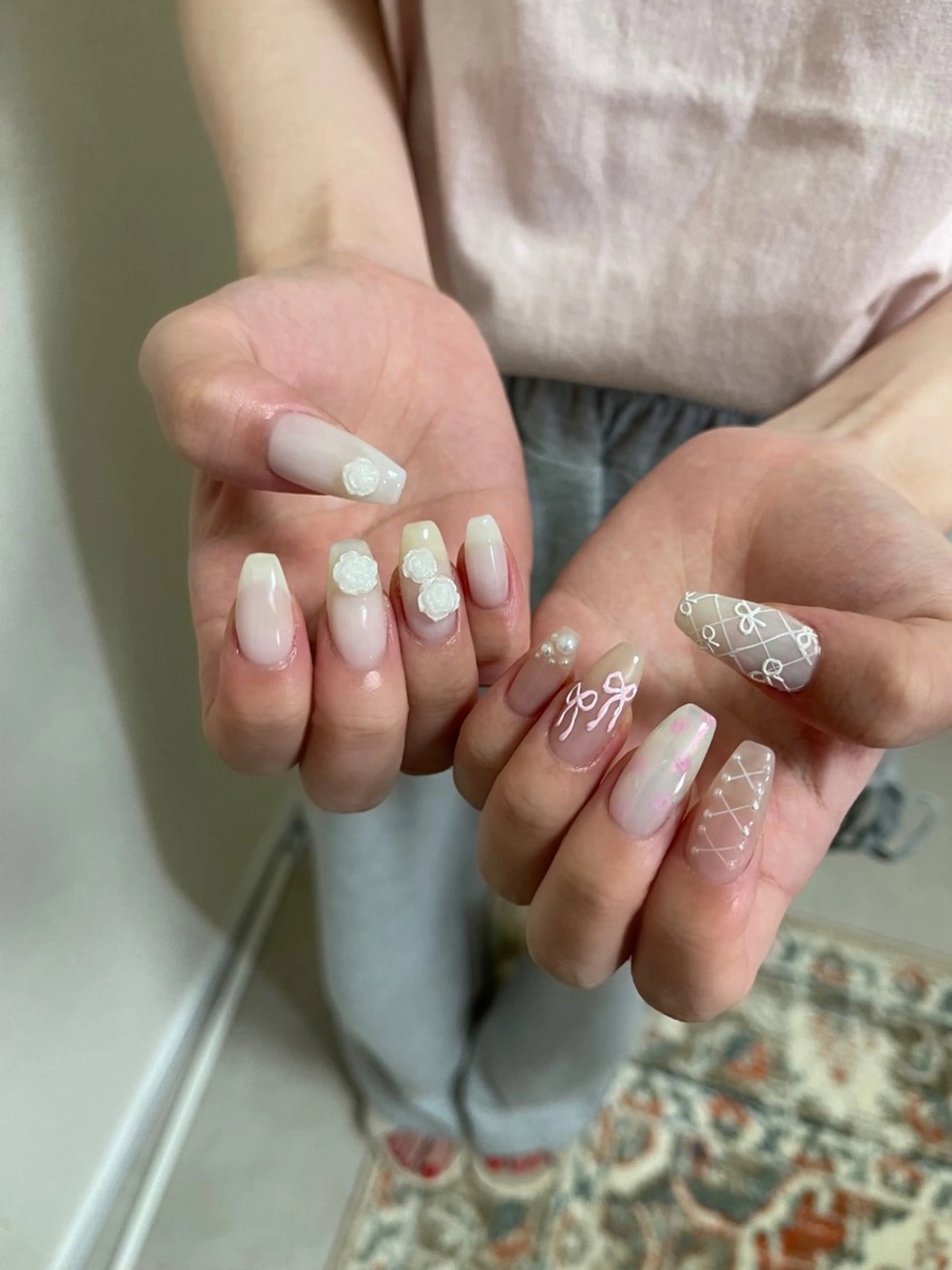 ネイル アートネイル ぷっくりネイル リボン Utopia nail_のネイルデザイン