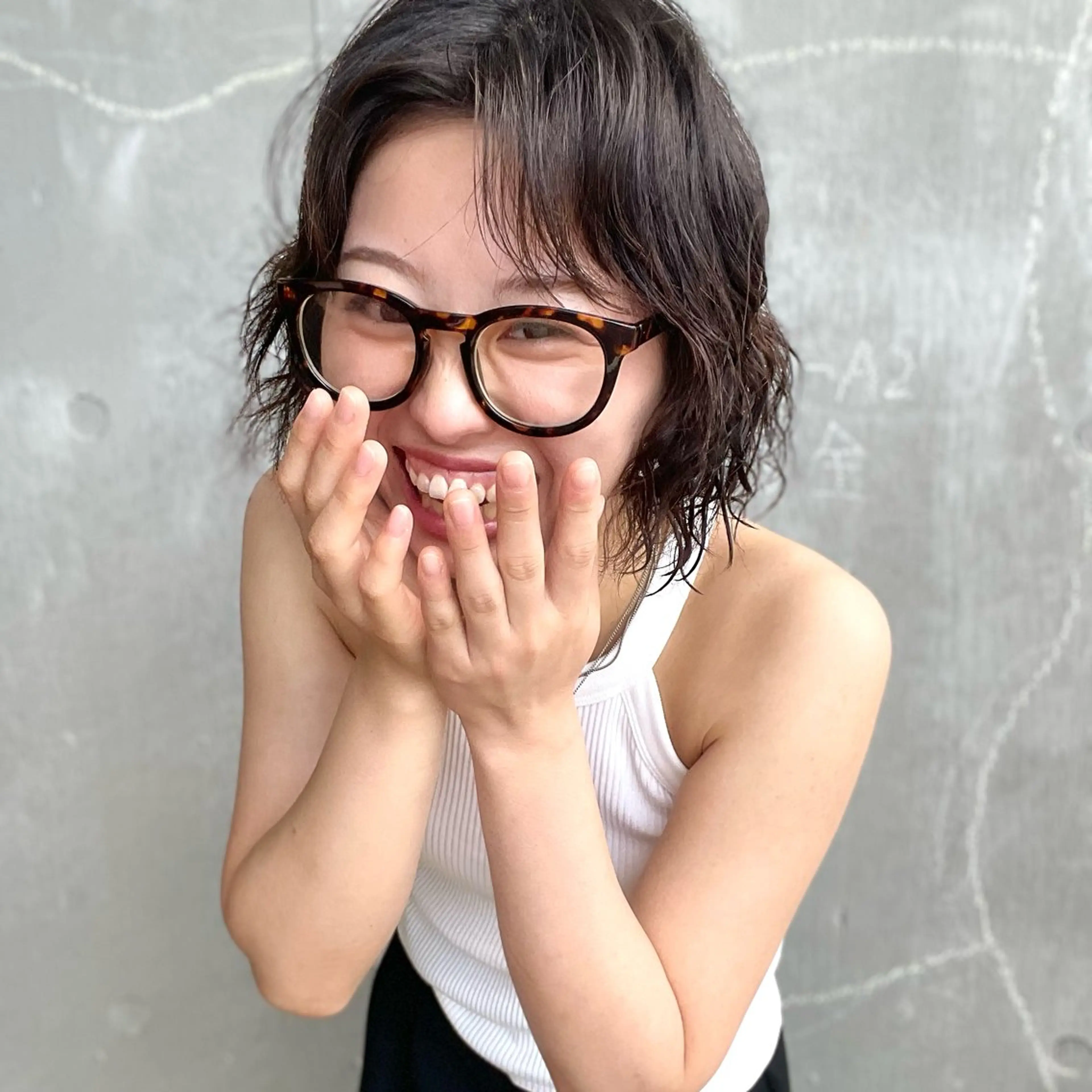 ミディアム パーマ ミディアムパーマ ちほ /ボブスタイルのヘアスタイル