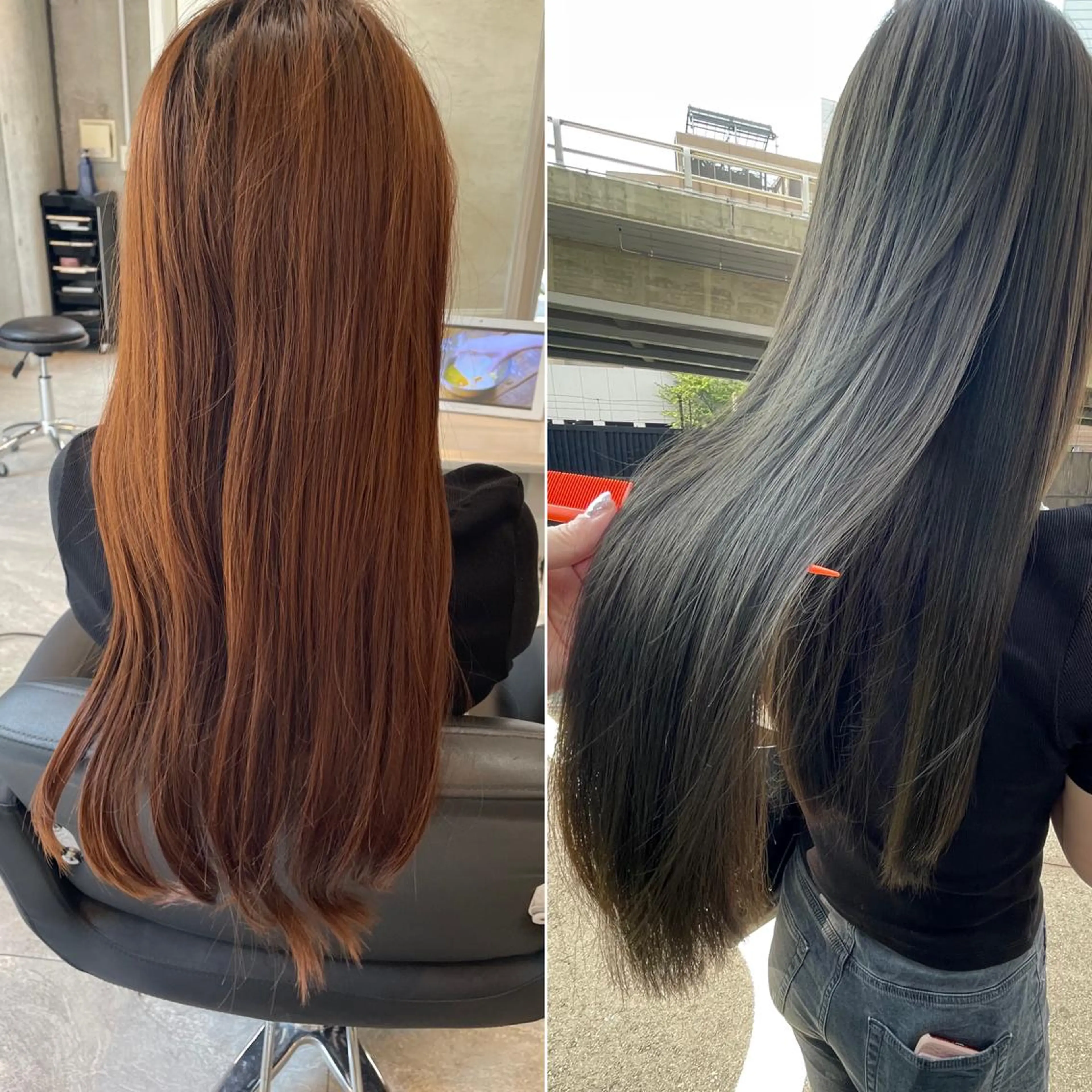 ロング カラー オレンジ 美髪× ヘアセット✨Araiのヘアスタイル