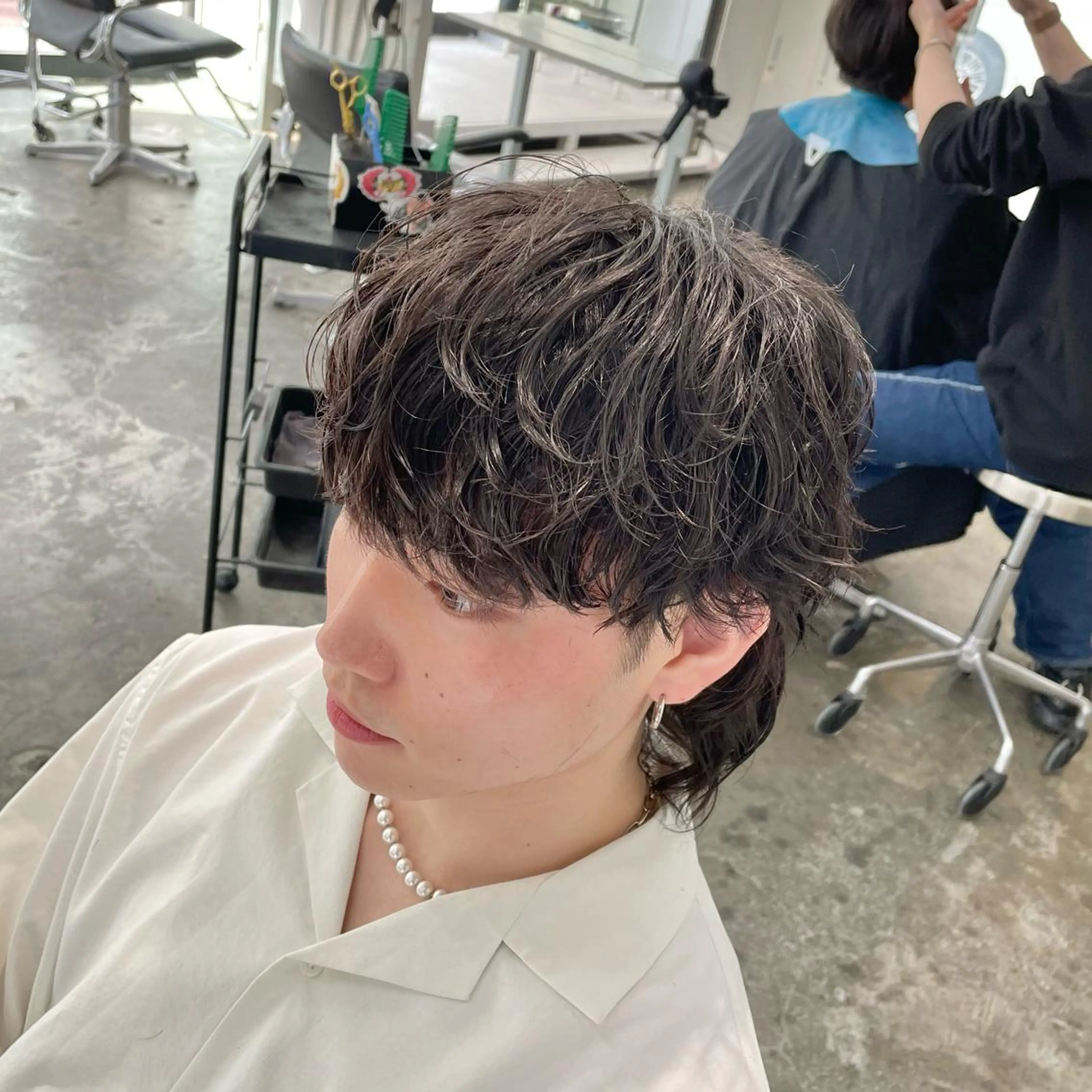 ショート パーマ メンズ メンズパーマ メンズウルフカット ウルフカット スパイラルパーマ カット パーマ メンズ特化美容師/ 藤戸 椋のヘアスタイル