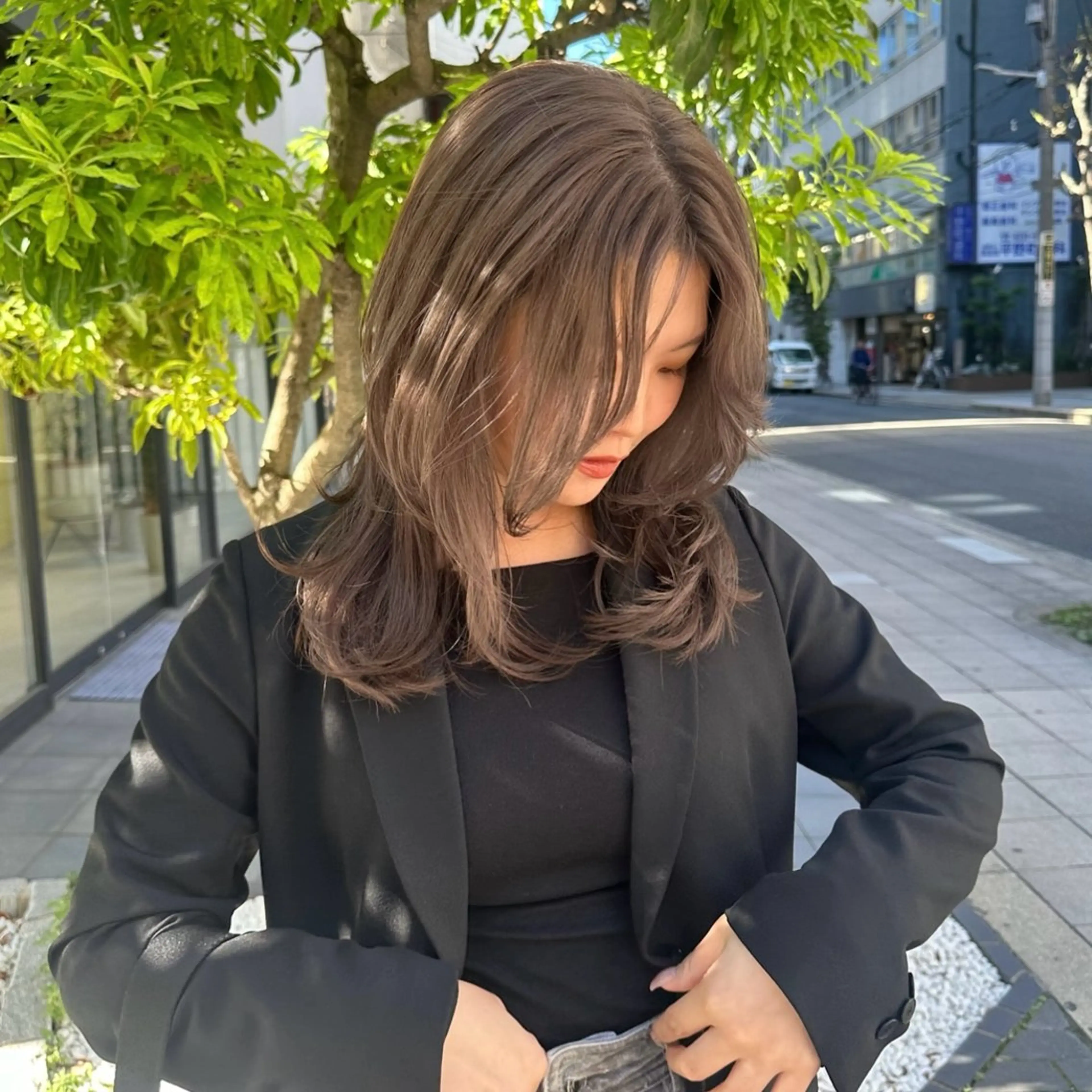 【人気NO.3ブリーチなしでも透明艶髪に❤︎】ブリーチなしダブルカラー+カット+トリートメント✨の写真