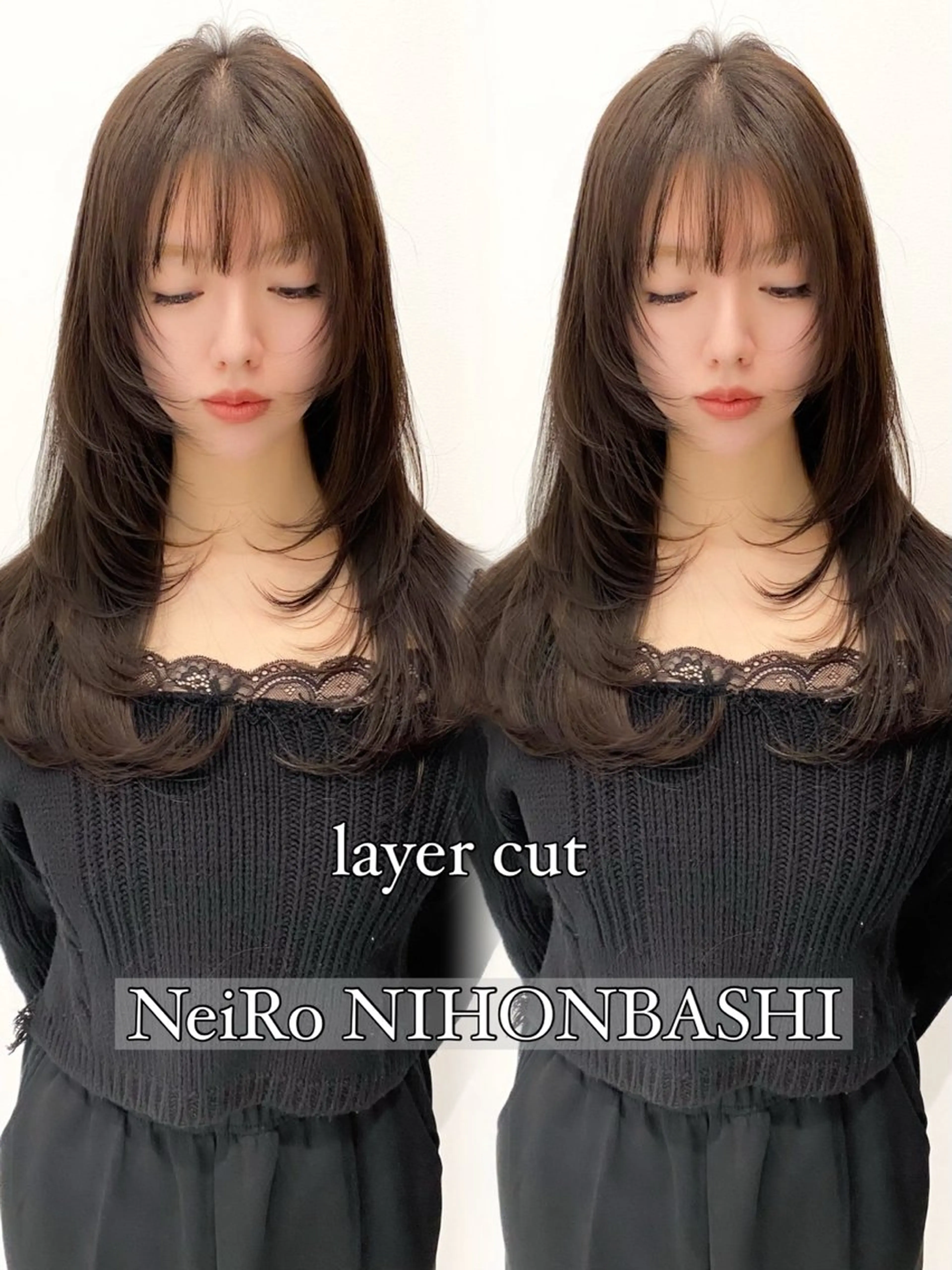 セミロング カット ヘアカラー ワンカールで可愛い レイヤーカット/宮田のヘアスタイル