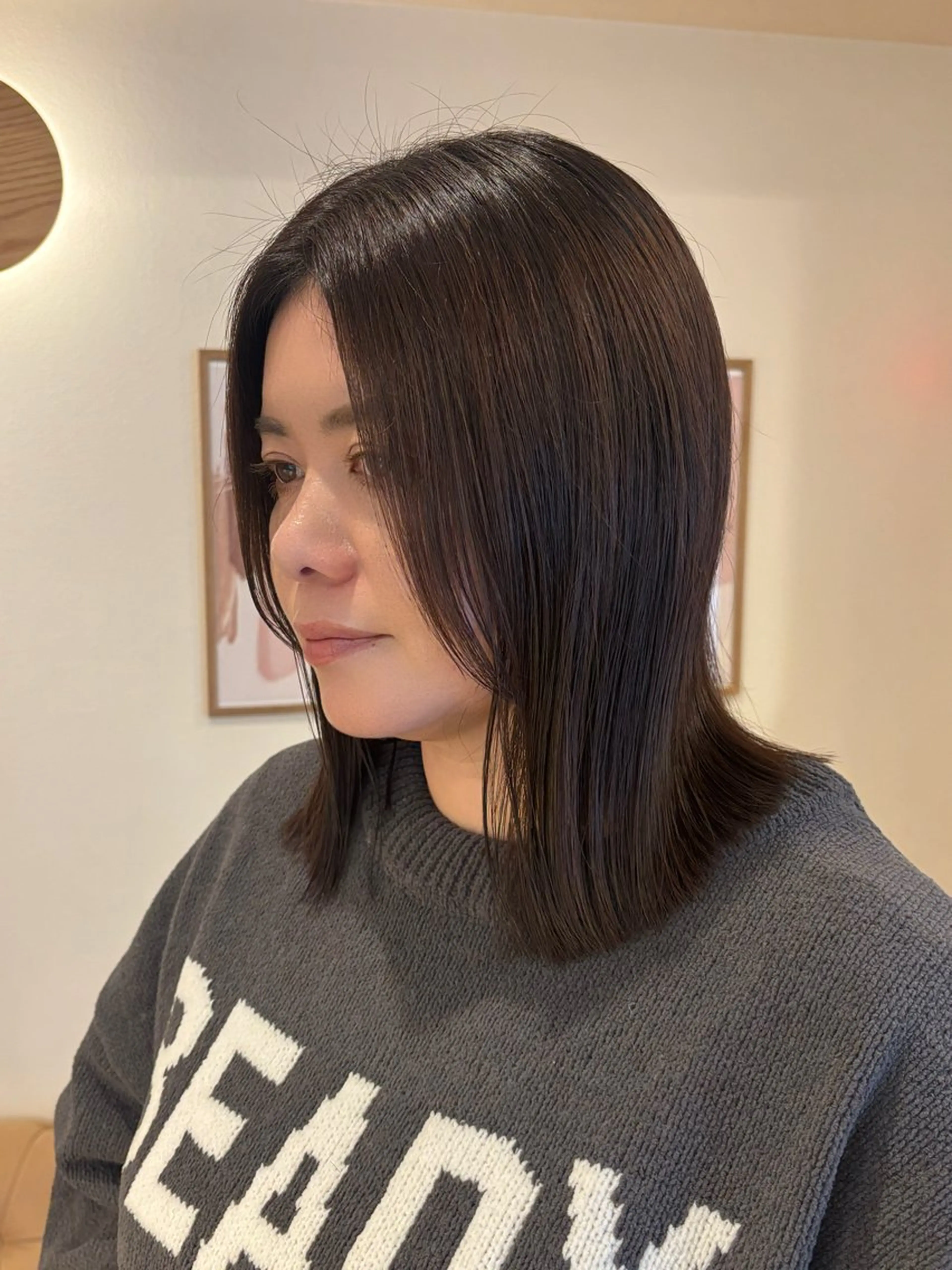 ミディアム 髪質改善 カット 縮毛矯正 シンバヒナノ/パーマ レイヤー/髪質改善のヘアスタイル