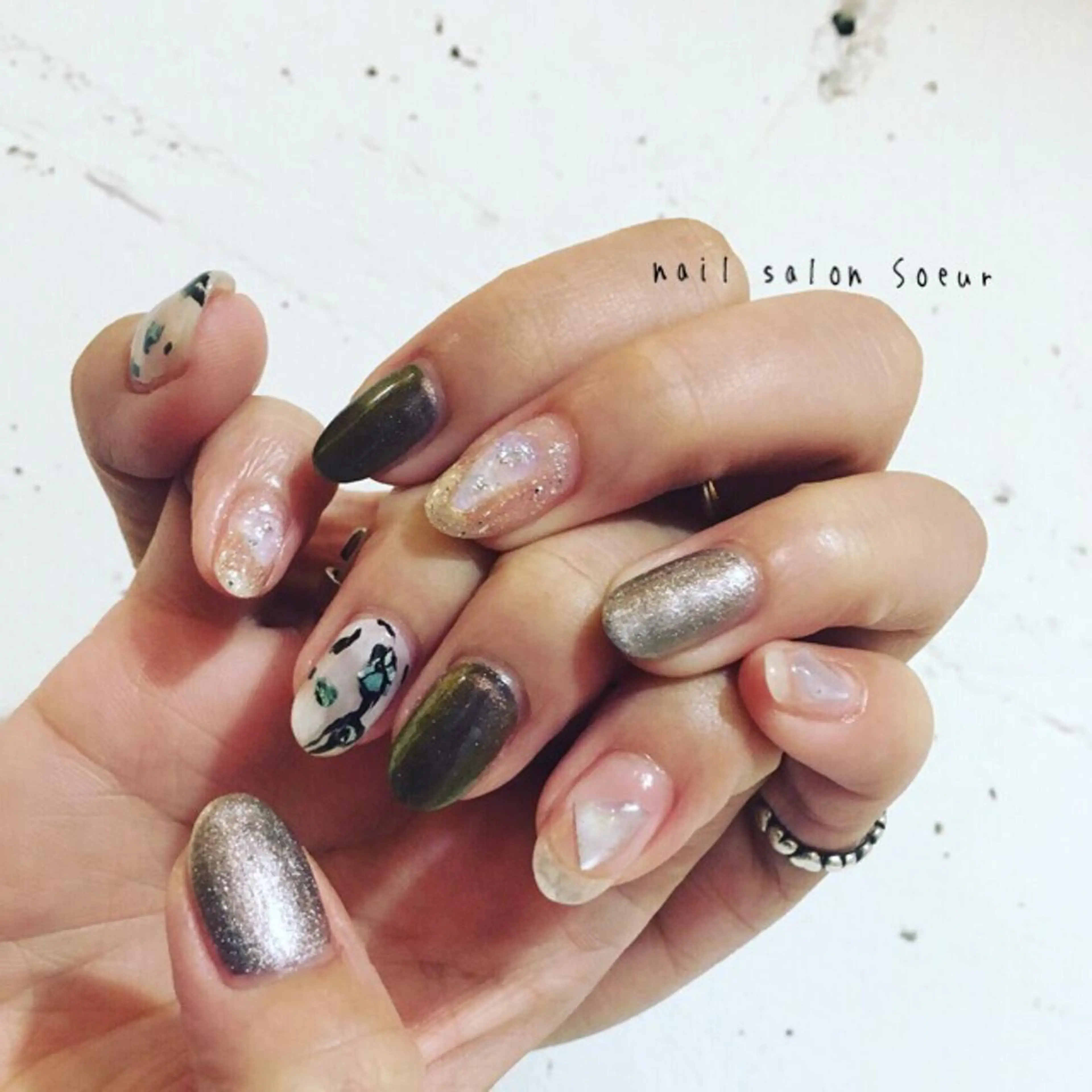 ネイル アートネイル 長さ出し ジェルネイル マットネイル ミラーネイル ハンドネイル nail salon Soeurのネイルデザイン