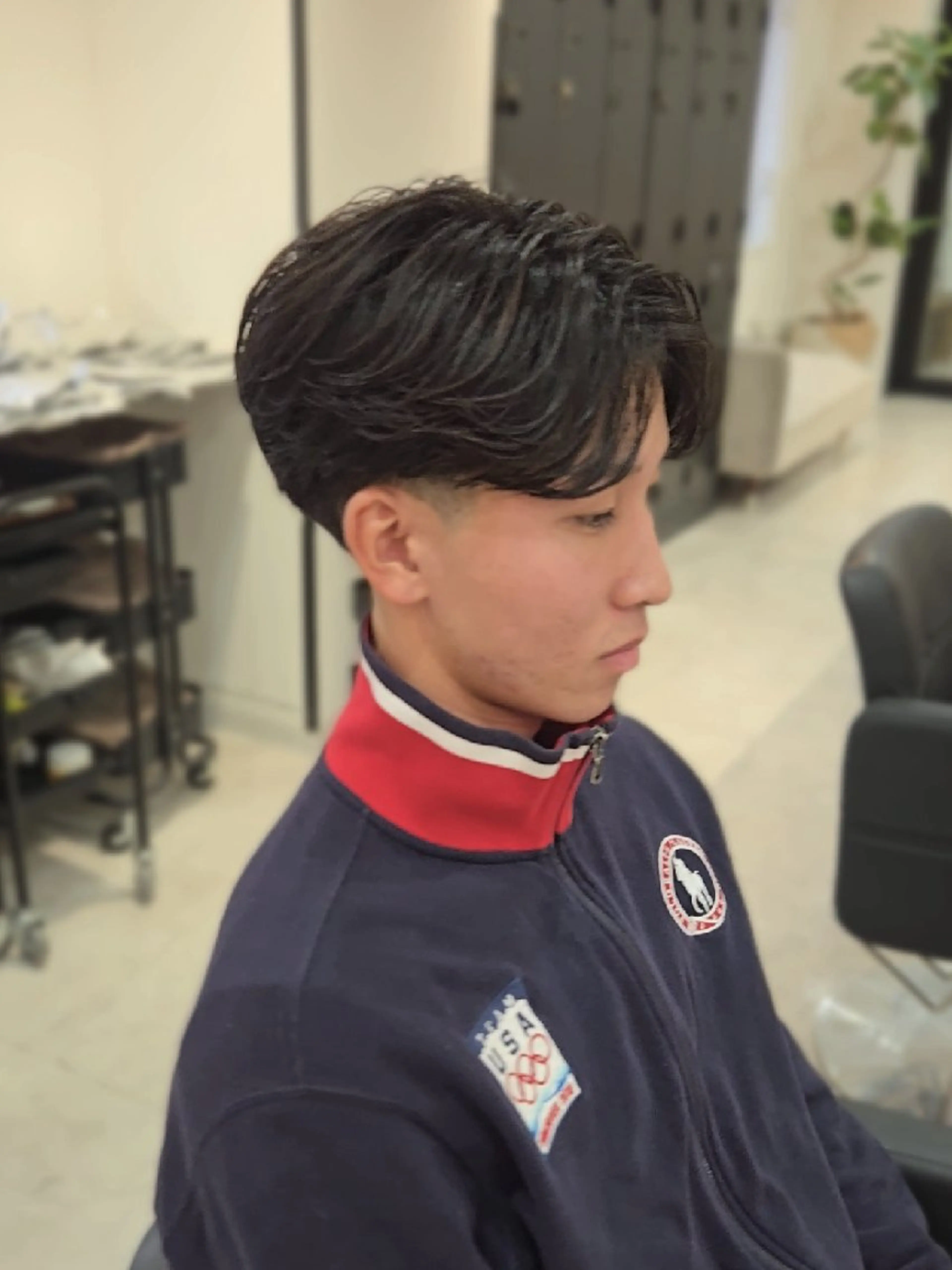 メンズ ミディアム センターパート フェードカット カット ヘアセット LEN名古屋/パーマ 海外ヘア/メンズ特化のヘアスタイル