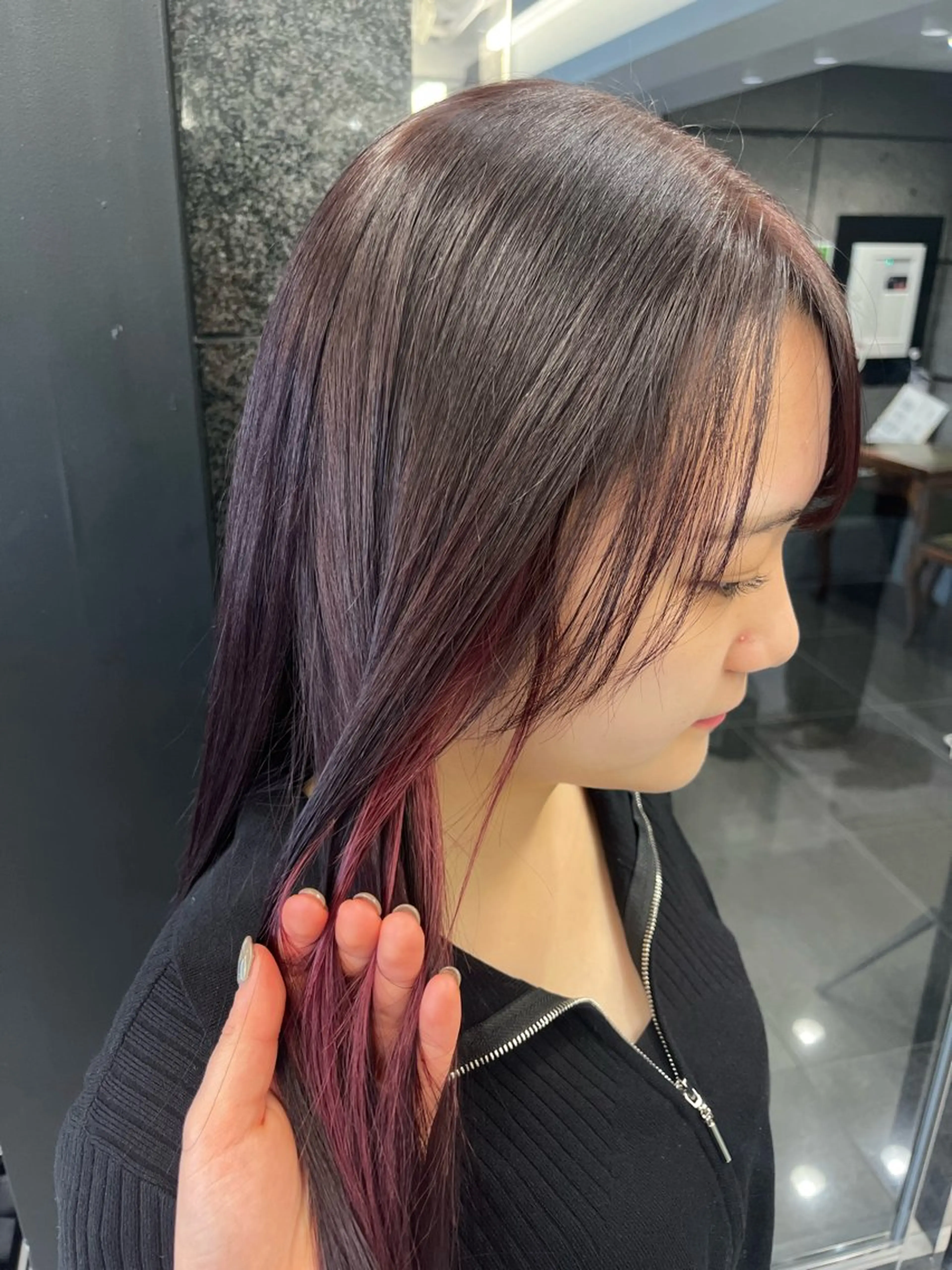 ミディアム カラー ブリーチ ヘアカラー トリートメント 暖色カラー/パラッと Bob/モエのヘアスタイル