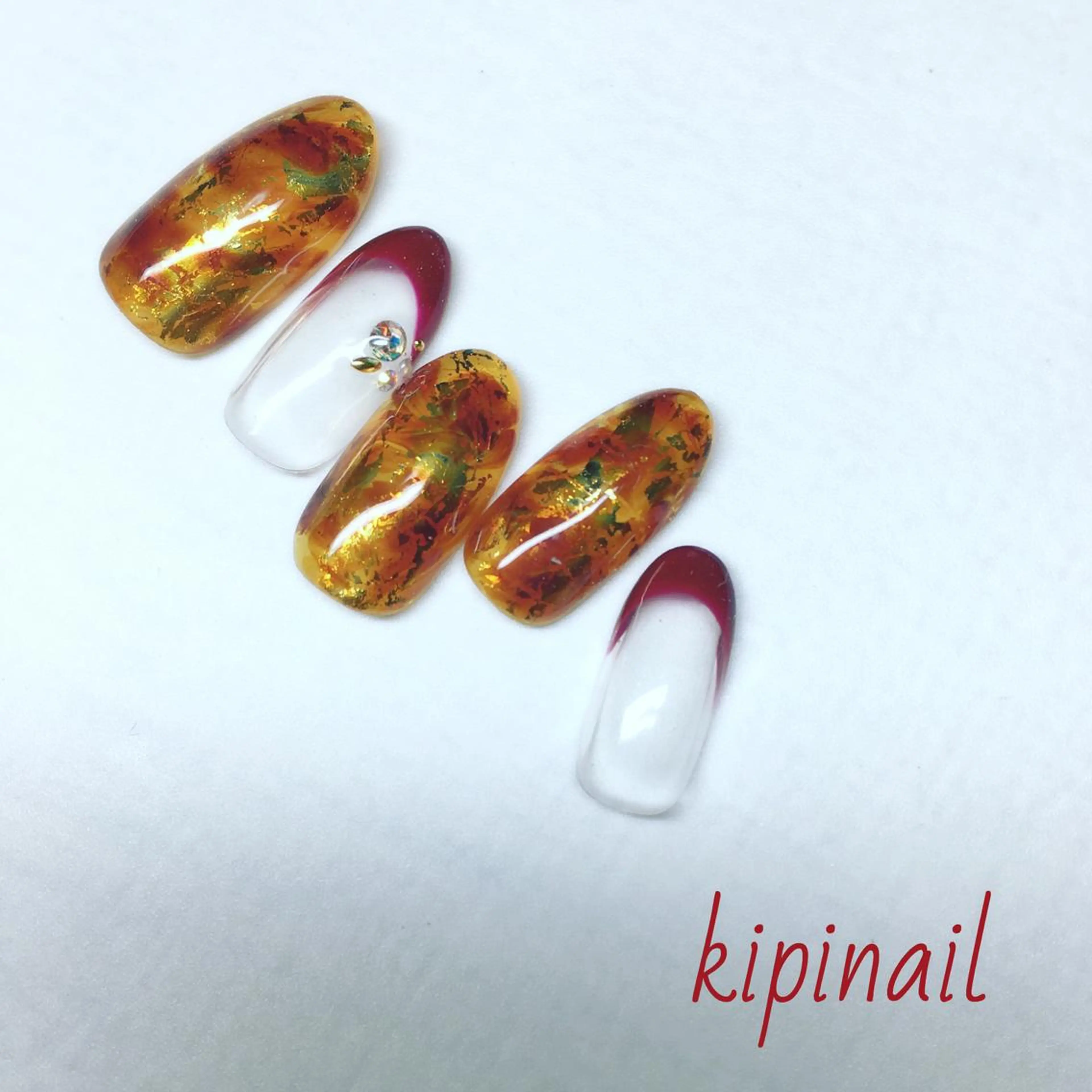 ネイル べっ甲ネイル フレンチネイル kipinail 川﨑えりかのネイルデザイン