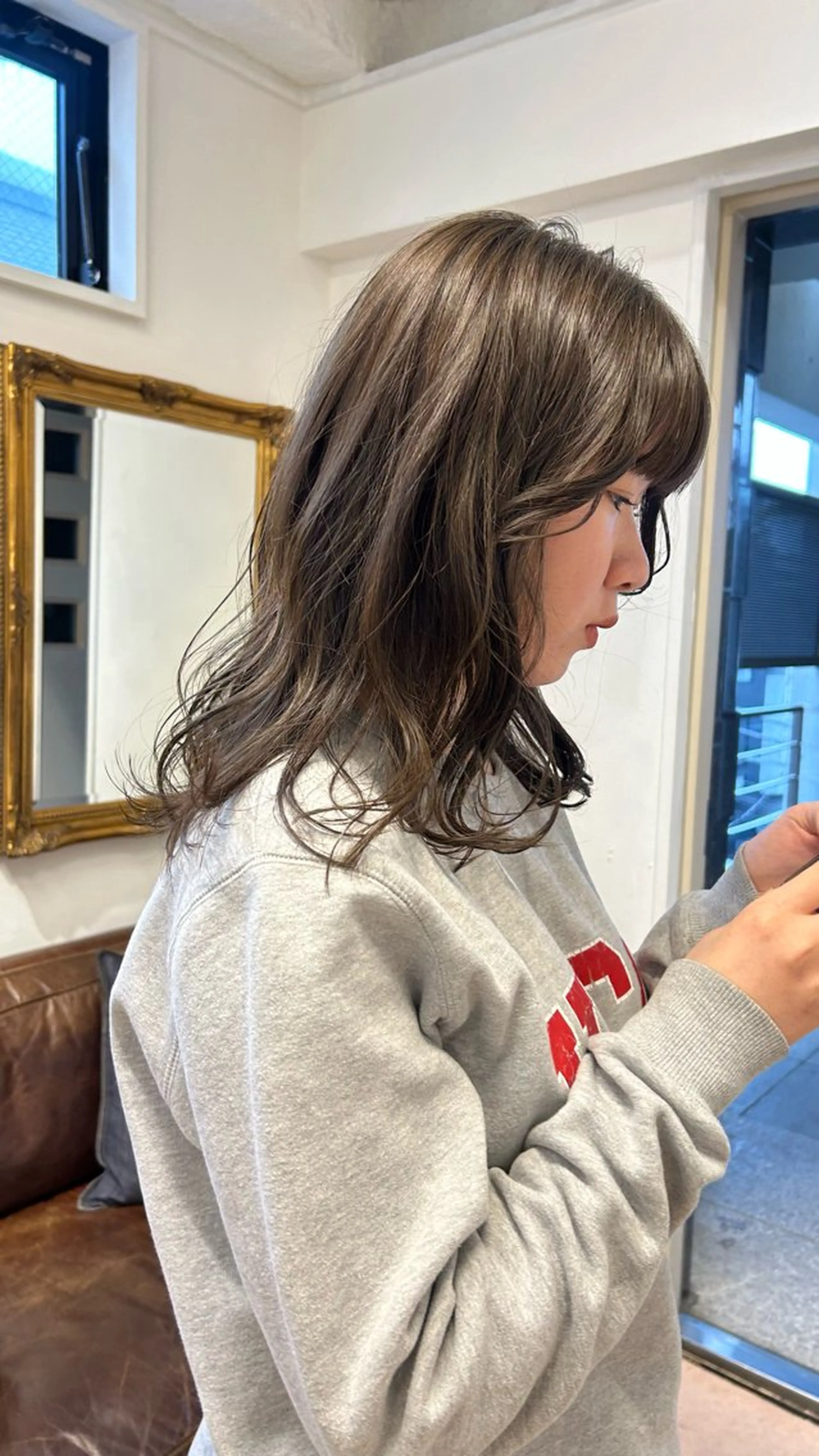 ミディアム カラー カット ヘアカラー トリートメント じゅわっと暖色カラー 🍊Moemiのヘアスタイル