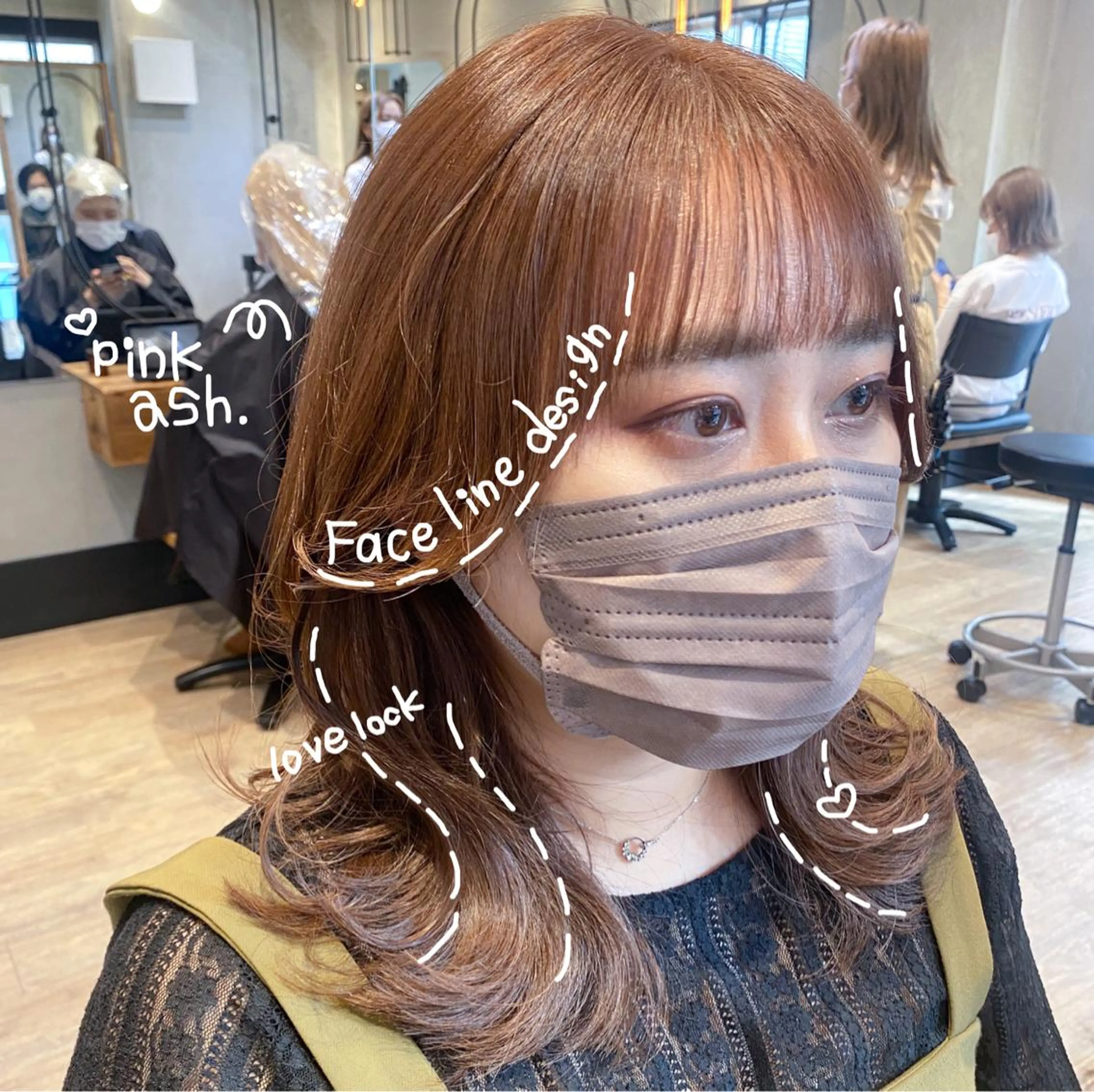 ミディアム 顔まわりレイヤー レイヤーカット カット ヘアカラー トリートメント 顔周りcut・ご相談 ＝新宿しずく🇰🇷のヘアスタイル