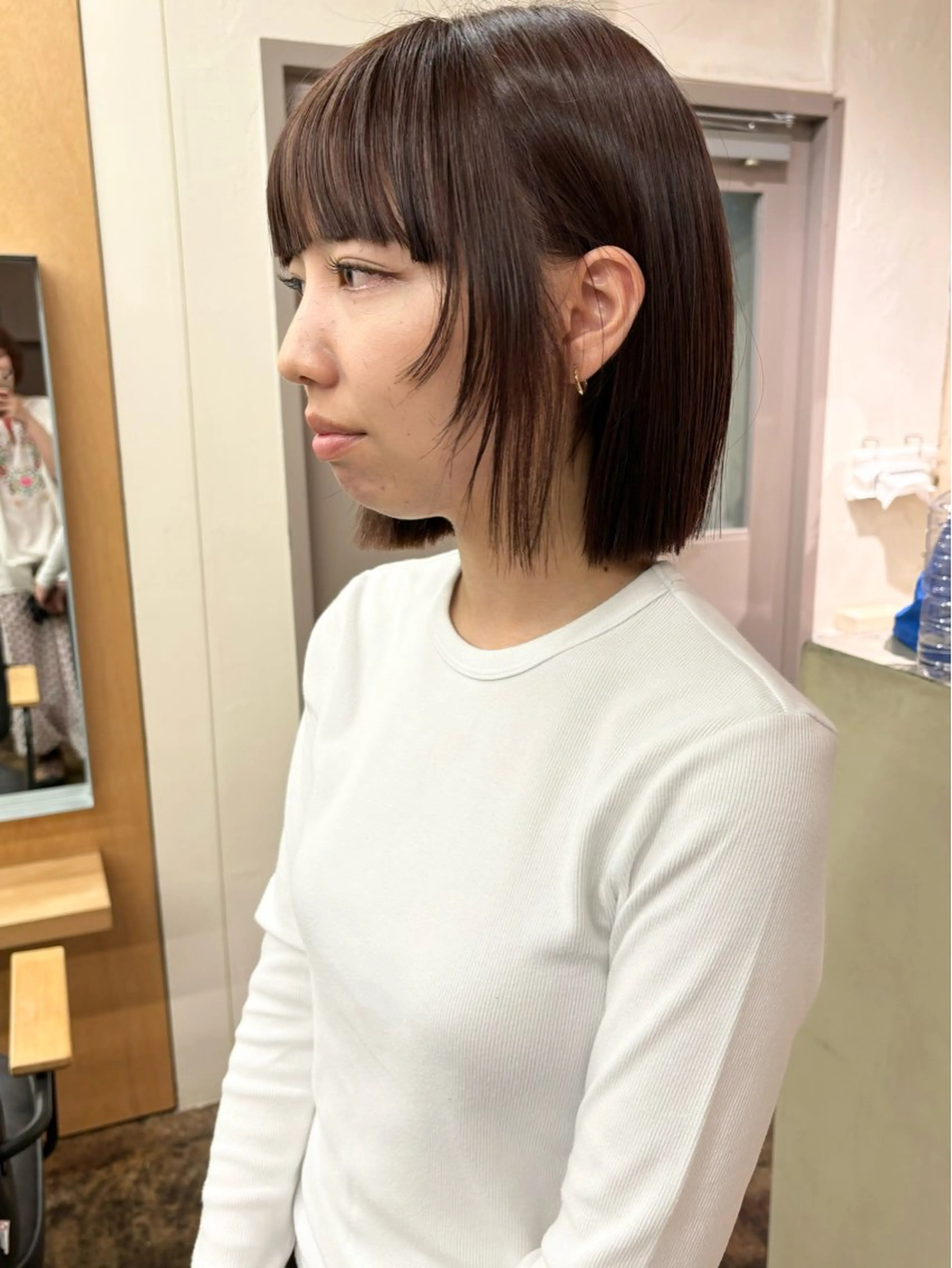 ショート カラー 切りっぱなしボブ ボブ 顔まわりレイヤー レイヤーカット カット ヘアカラー 美空🐇 レイヤー / 透明感カラー🩰のヘアスタイル