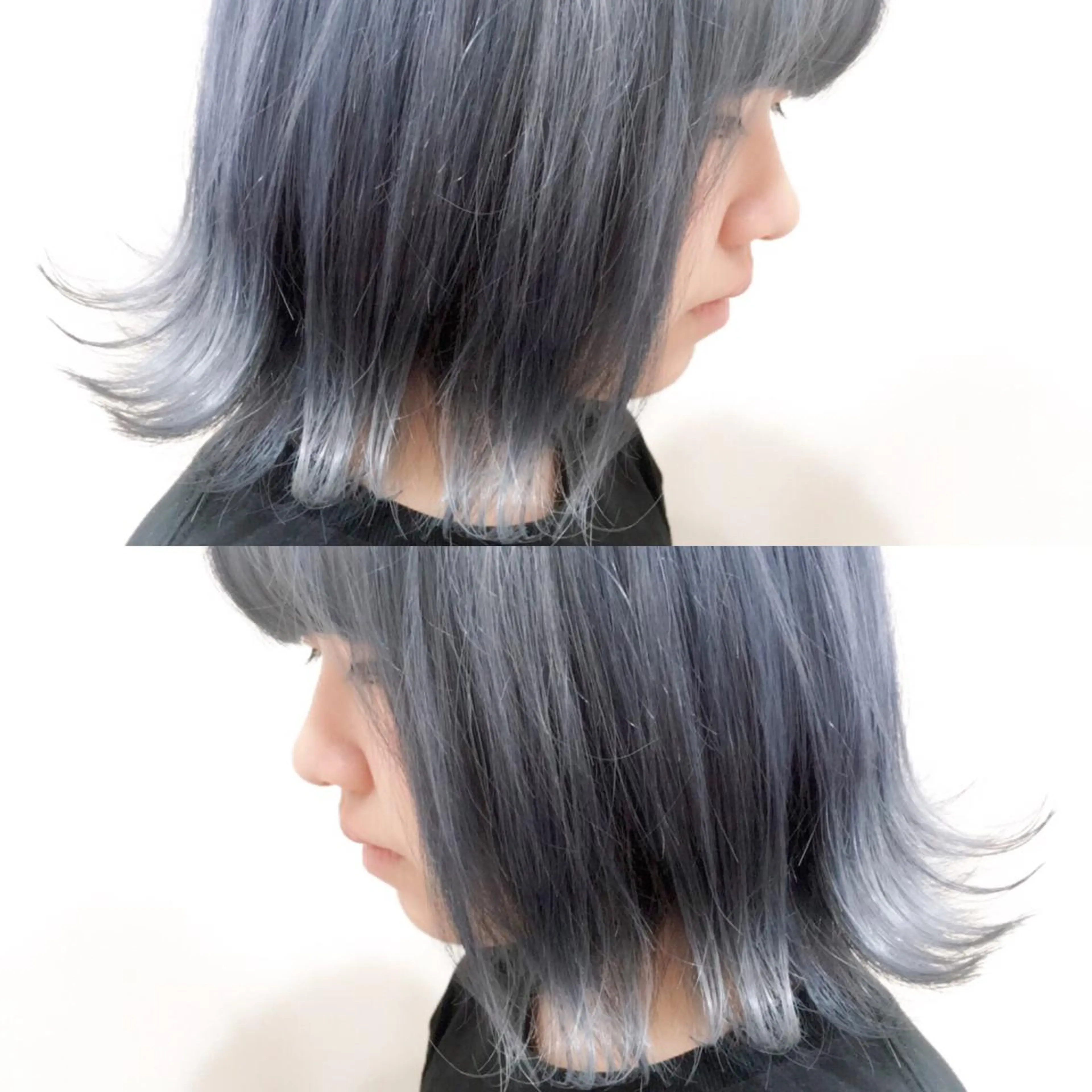 ショート カラー パーマ ヘアアレンジ ブルーカラー シルバー エグチ アキラのヘアスタイル